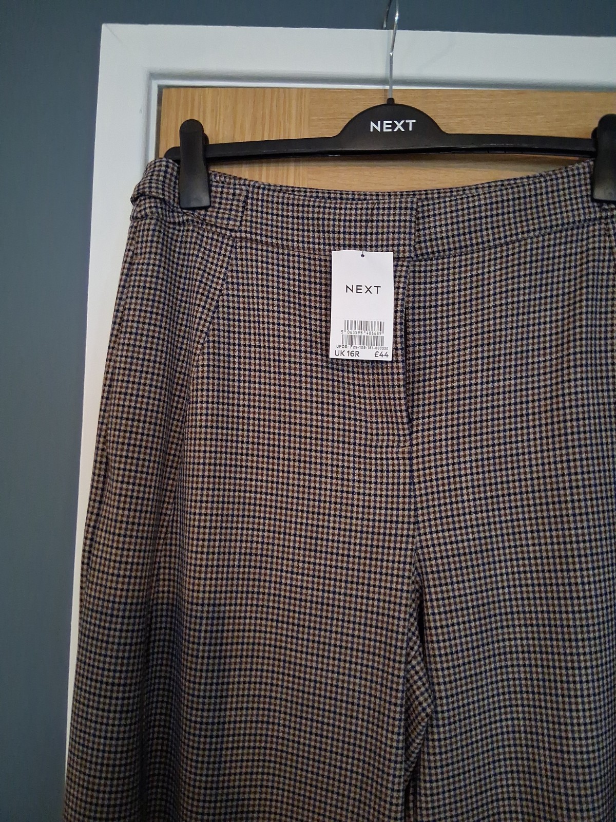 2 Pairs NEXT Wide Barrel Leg Smart Trousers Brown & Black Size 16R Bnwt. Rrp £86