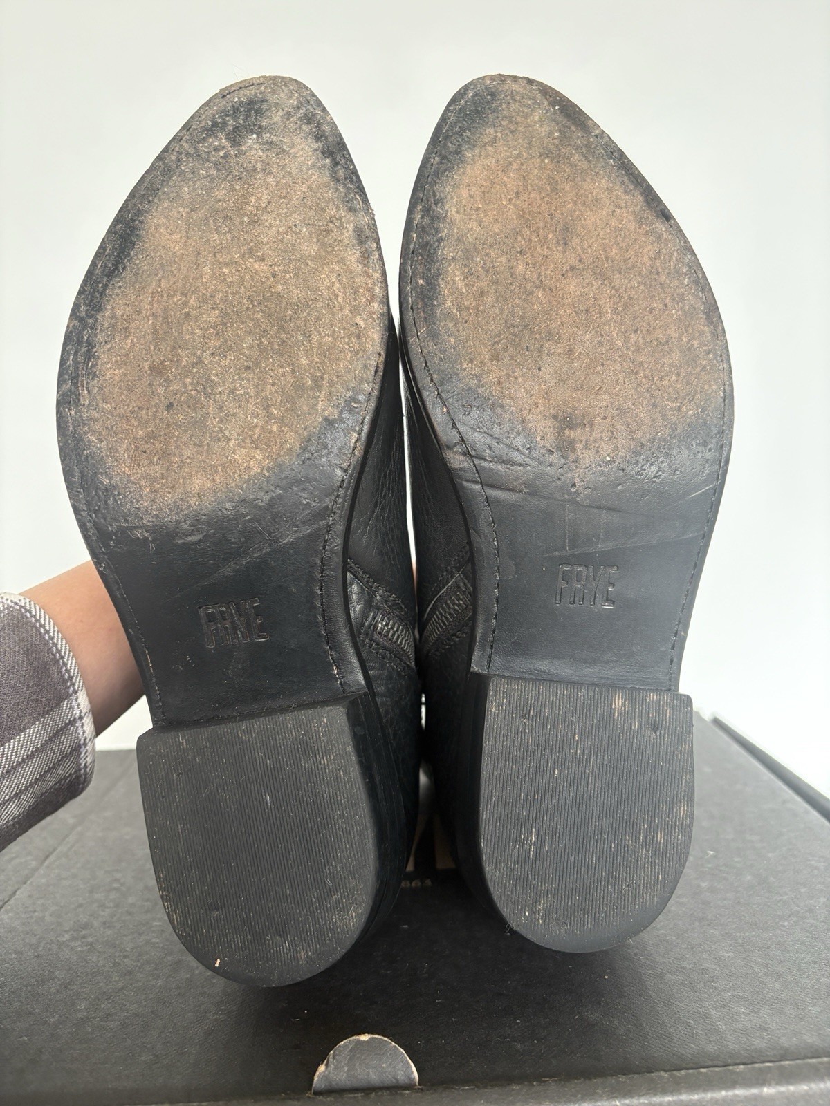 Frye Black Leather Ankle Boots, Zip Closure, Solid, US 8 M