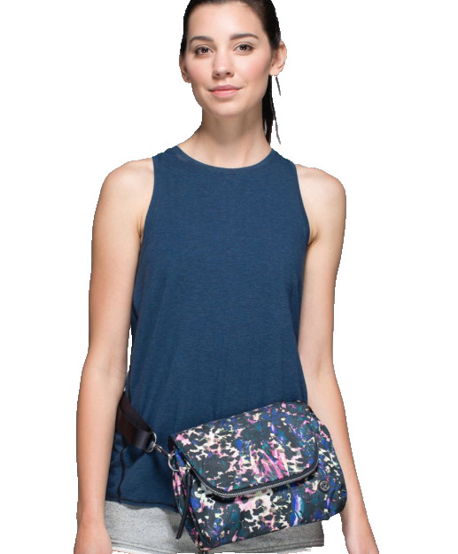 LULULEMON Party Om Crossbody Shoulder Bag Floral Backdrop Black Multi Deep Coal
