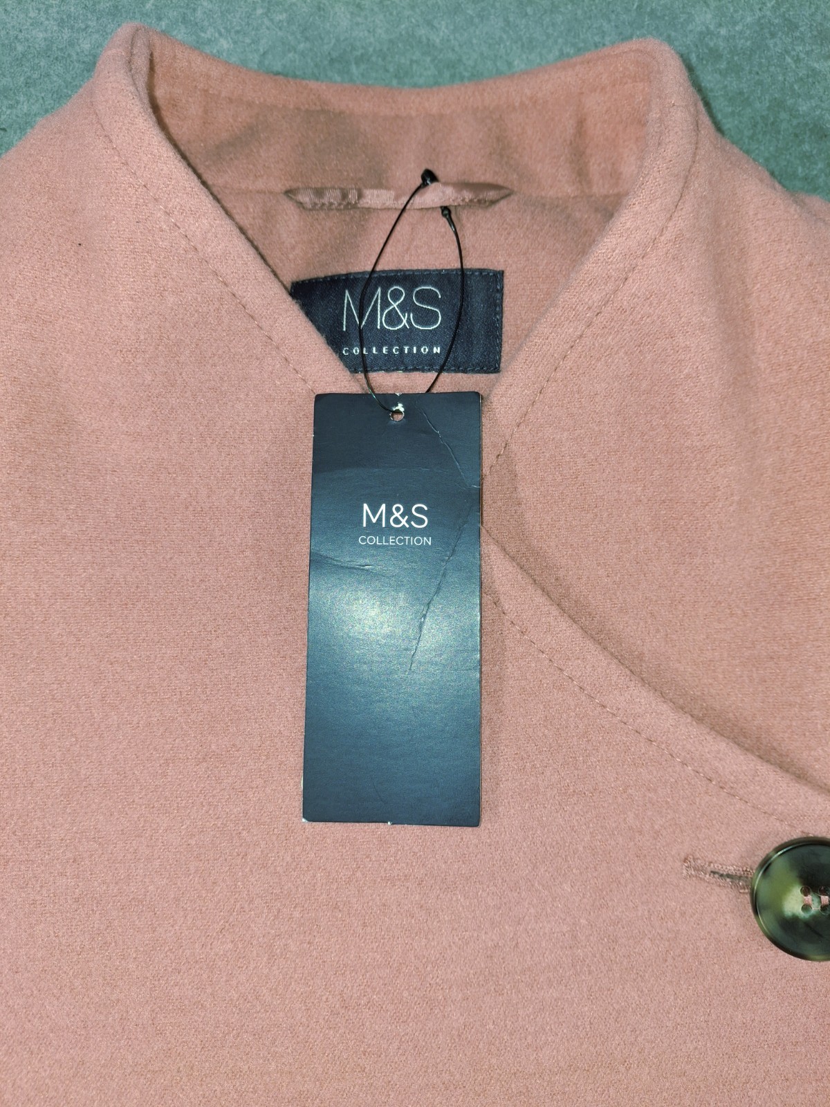 M&S Collection Car Coat Long Womens UK14 Pink Terracotta Button Casual BNWT