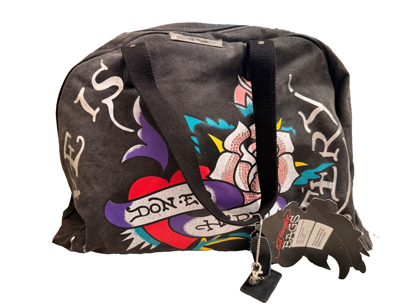 Ed Hardy Done Being Nice Tote Bag Christian Audigier Heart Rose Purse Y2K