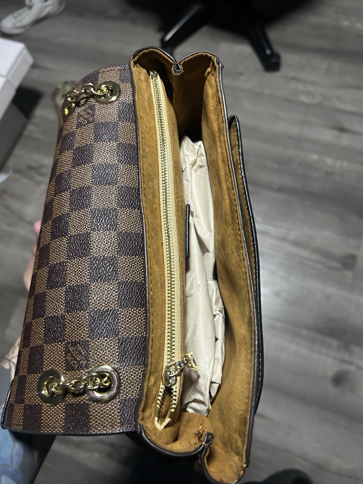 Louis Vuitton Damier Ebene Vavin PM Pre-Loved Shoulder Bag Brown