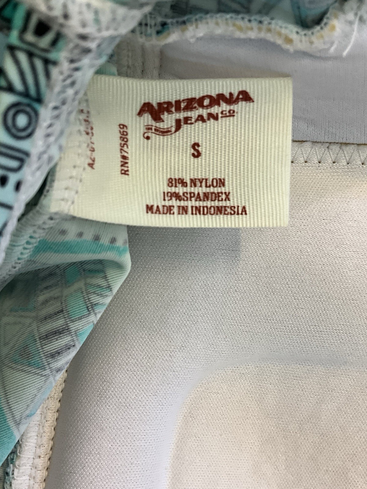 Arizona Jean Co Geometric Halter Tankini Top Womens Size S Padded Cup C
