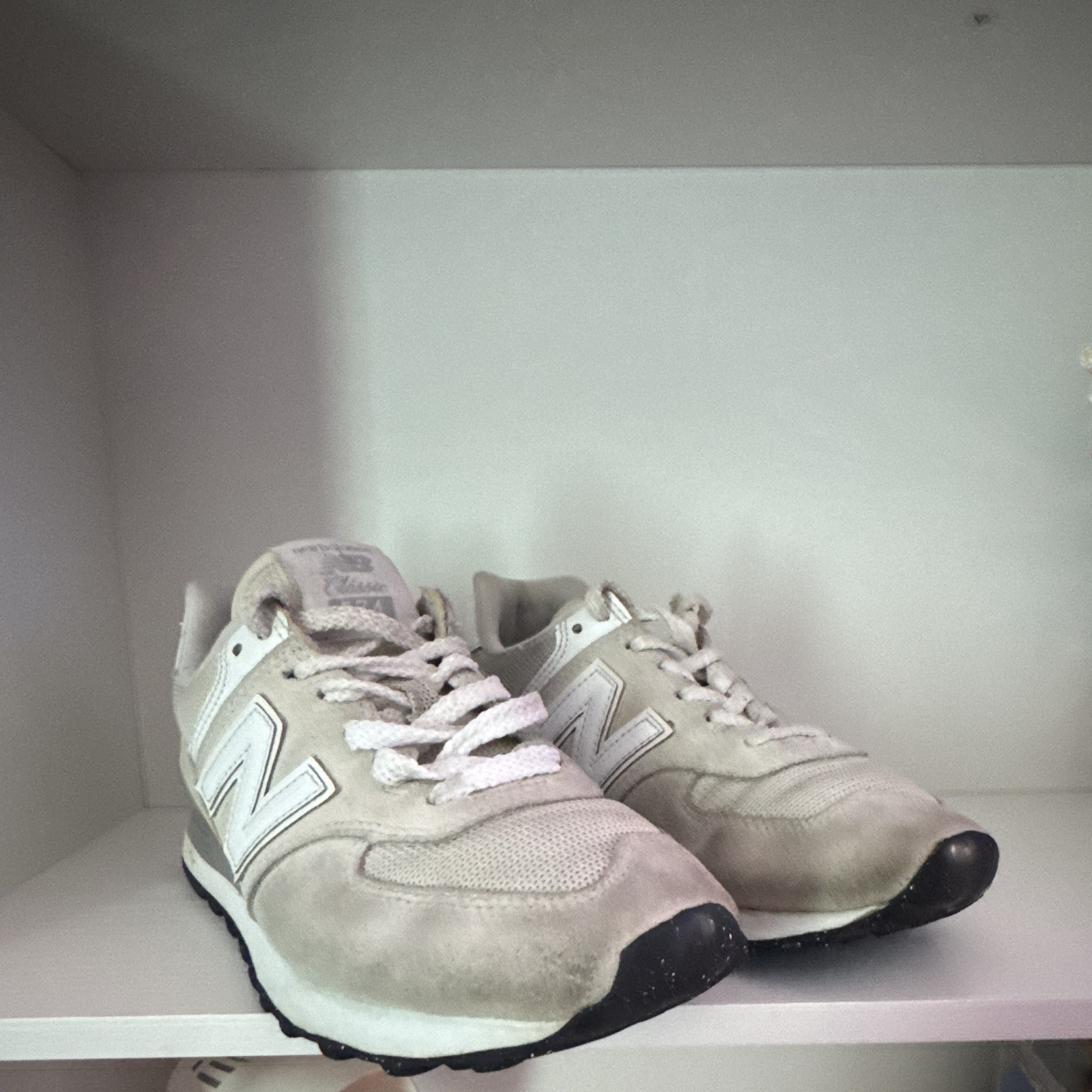 New Balance 574 Women’s Nimbus Cloud/White Mesh Suede Low Top Sneakers WL574EVW
