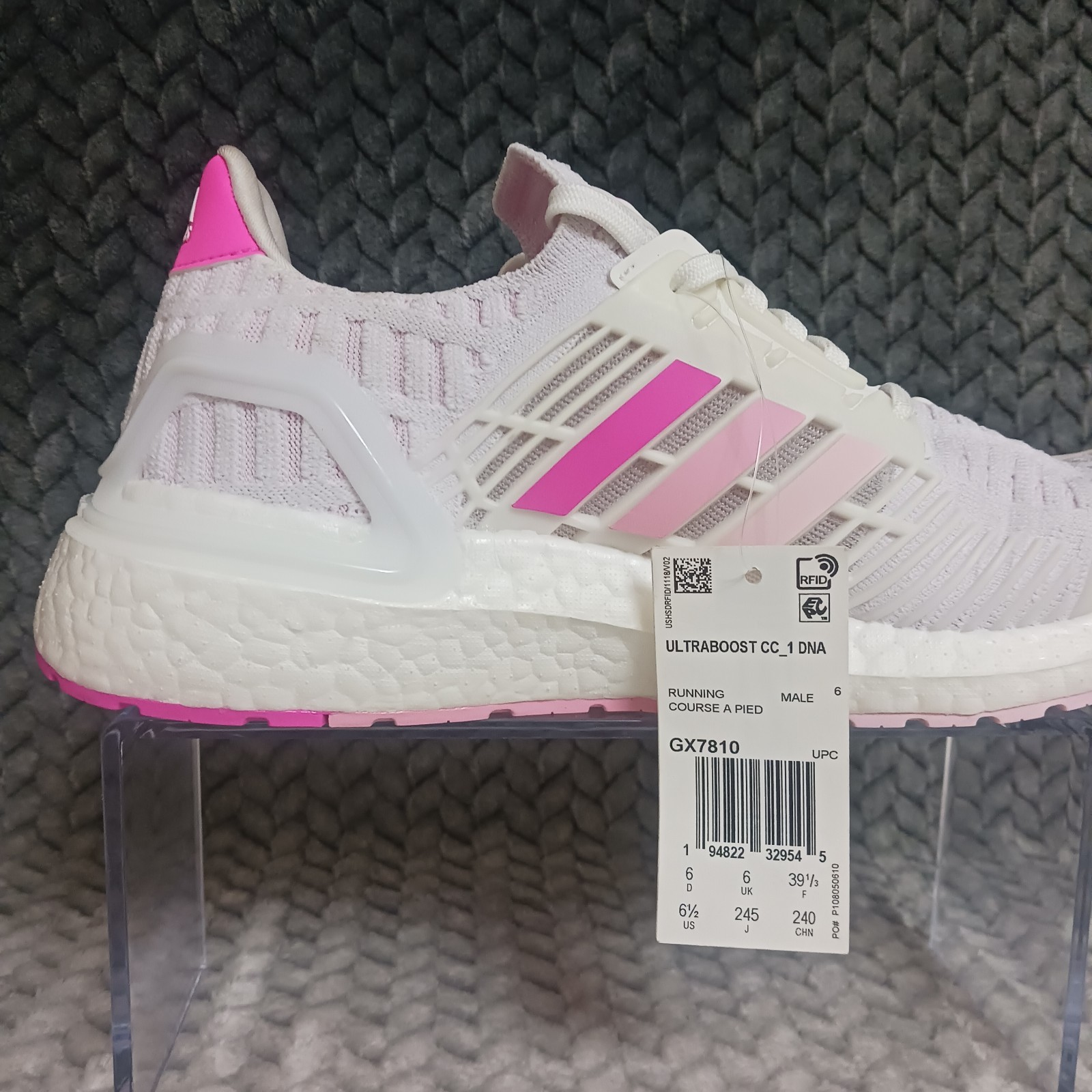 Adidas Ultraboost CC_1 DNA ClimaCool Men’s Running Shoes White Clear Pink Sz 6.5