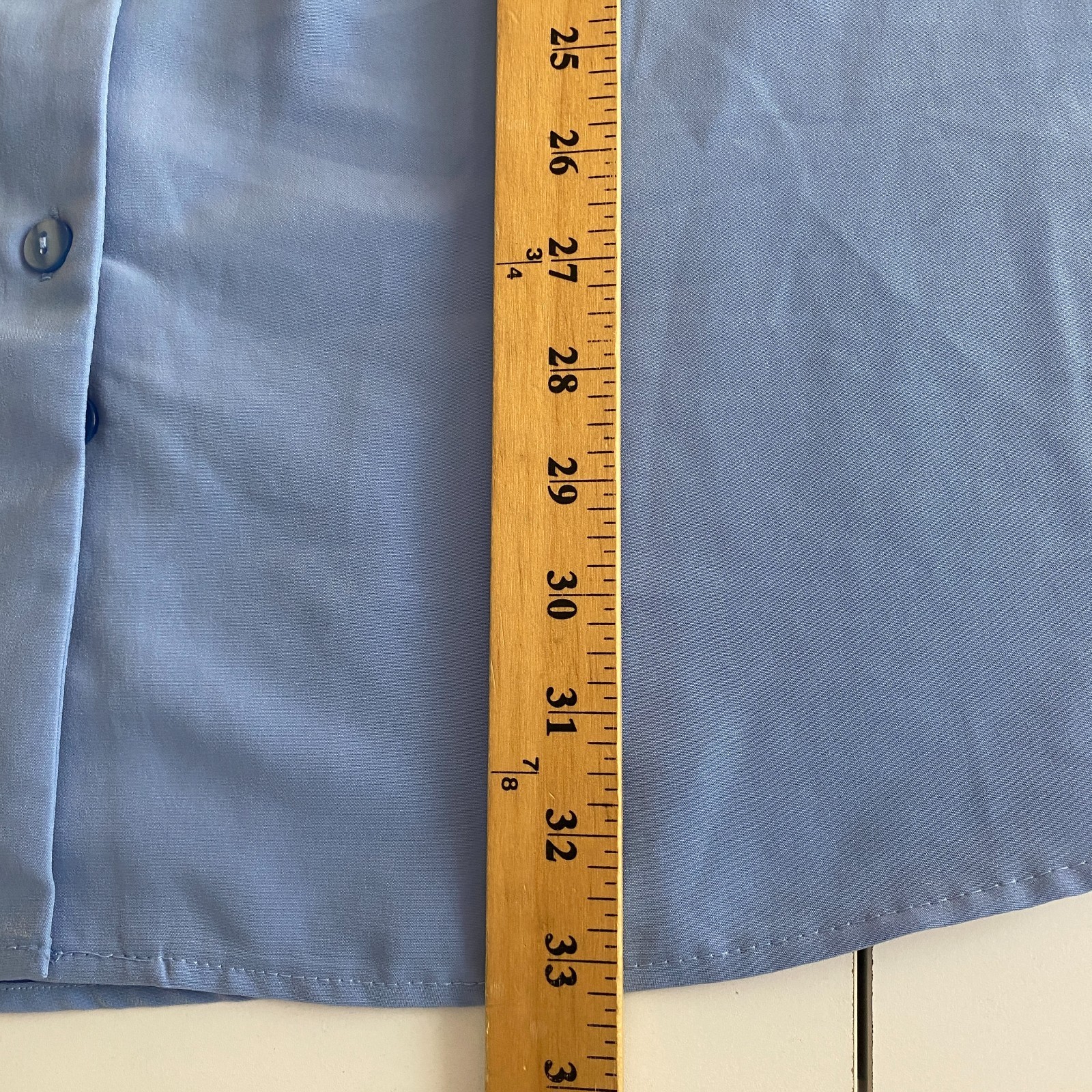 Woman Within Button Up Tunic Shirt Size 4X Blue 3/4 Cuffed Sleeve