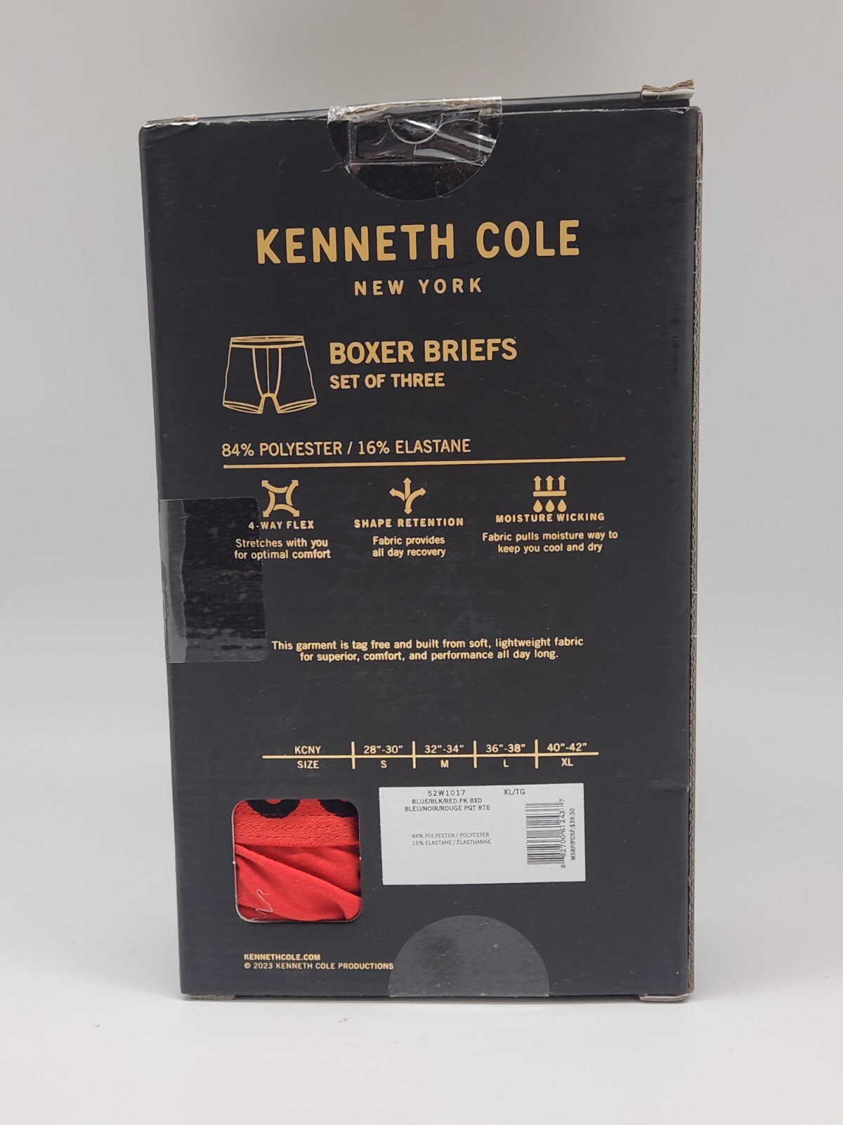 3 PK KENNETH COLE NY Performance Microfiber Boxer Briefs Men L XL Black Blue Red