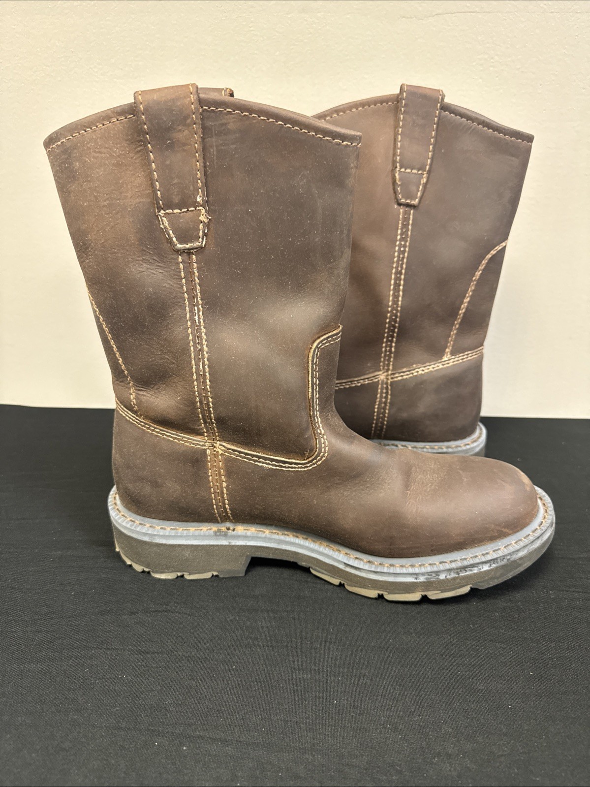 Wolverine Wellington W04727 Dark Brown Leather Western Work Boots Mens Sz 8.5 EW