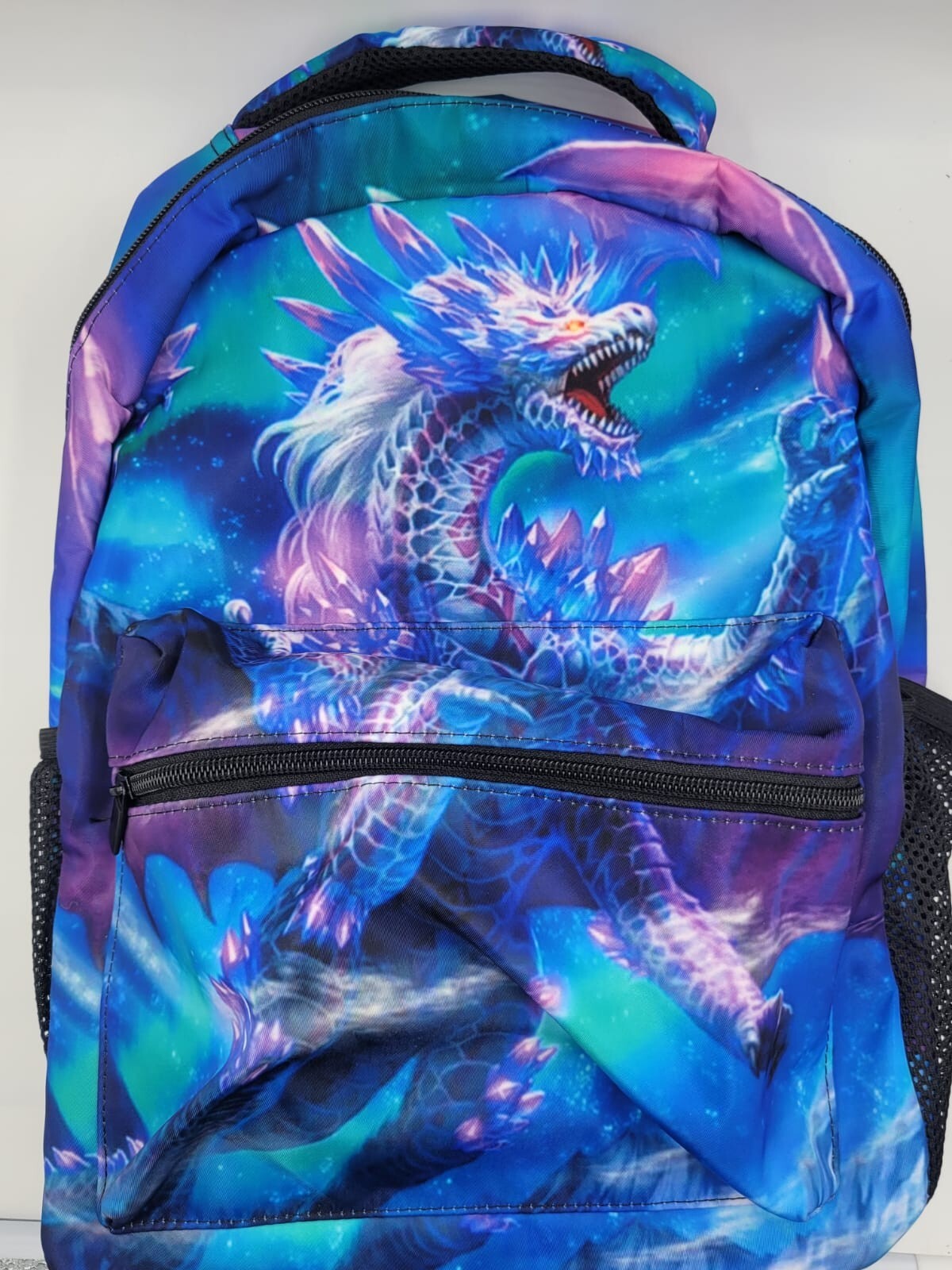 Dragon Print School Bag Backpack, Schoolbag Mesh Pouch 17×11″ byc6