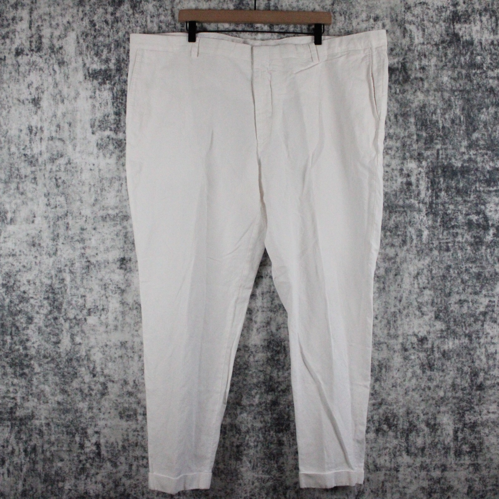 Murano Baird McNutt Linen Pants Mens 46 x 29 Alex Fit White Flat Front Trousers