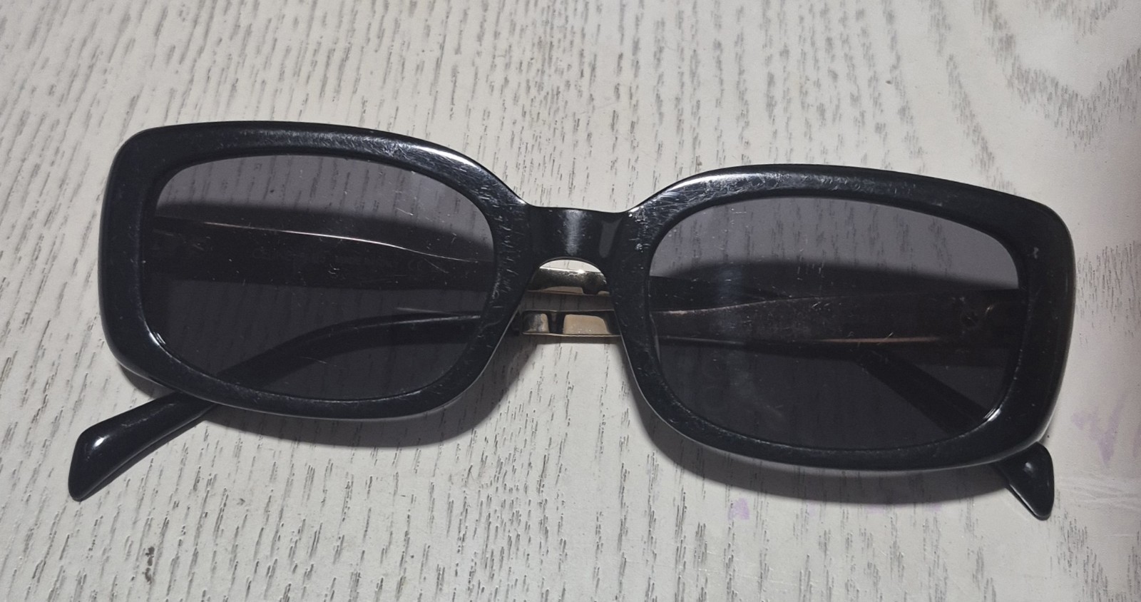 CELINE Triomphe CL4S268 Black/Gold Square Sunglasses Gray Tinted UV400