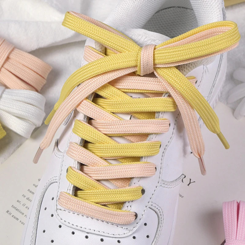 1Pair/3Pair 0.8CM Double Layered Laces for Canvas Sneakers Solid Color Flat Repl