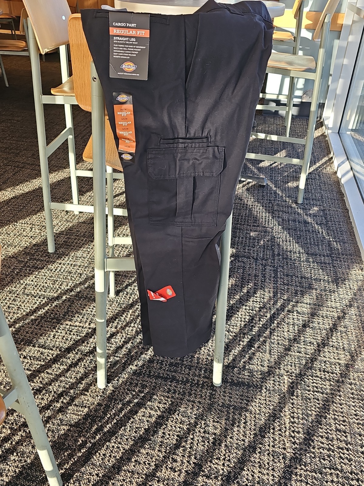 Dickies Regular Fit Cargo Work Pants -Straight Leg 34 x 30, Black