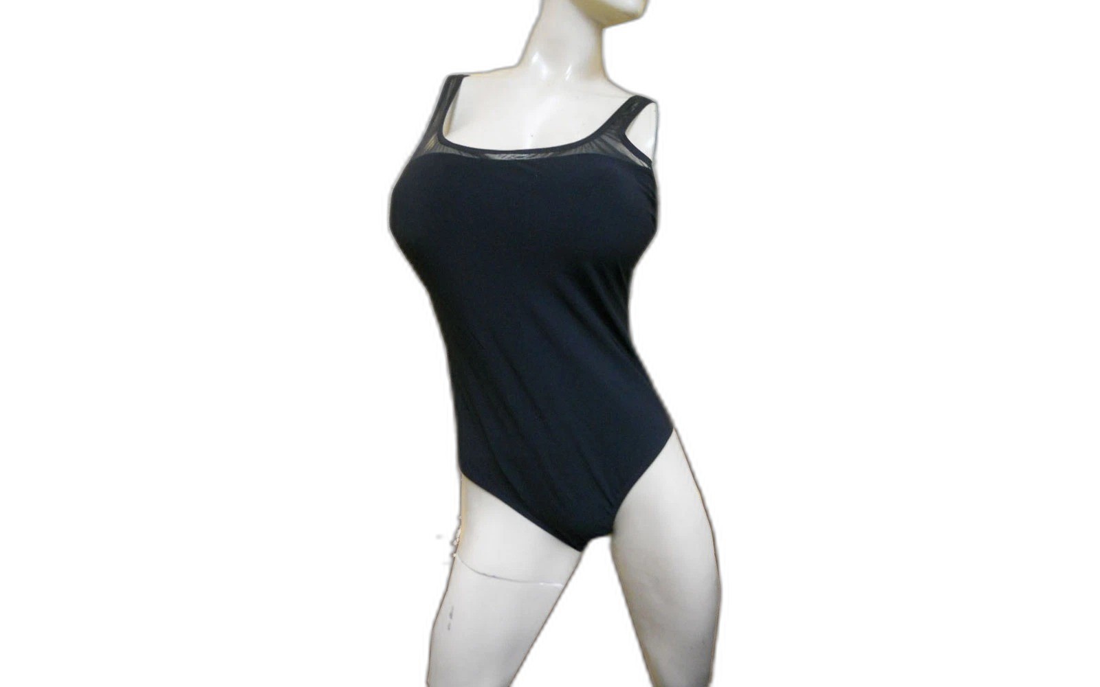 Profile by Gottex Black Mesh Tank Womens 1 Piece Swimsuit Bathing Suit Sz 8