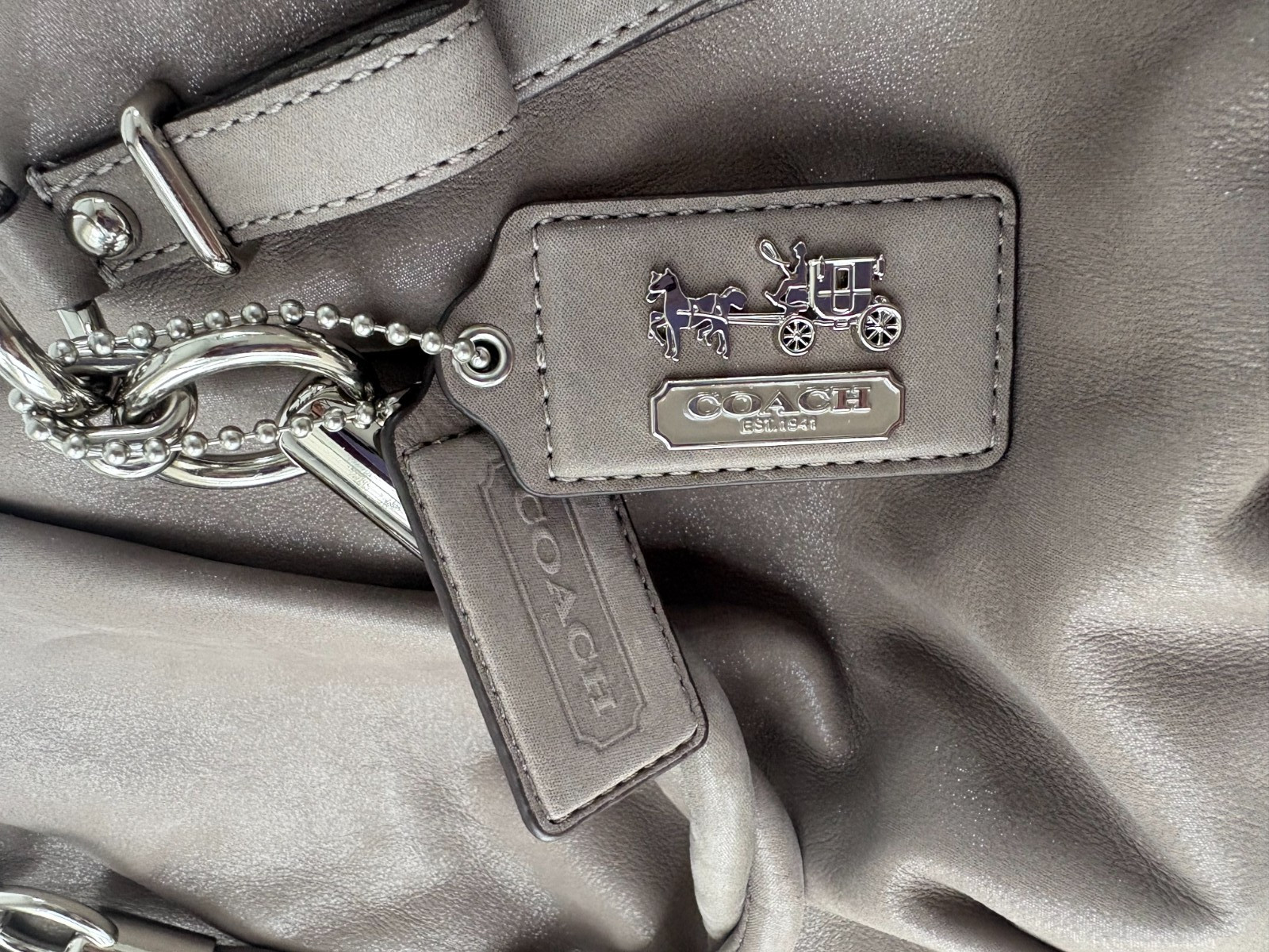 COACH Madison Sophia Satchel Purse – Gray/Taupe Leather