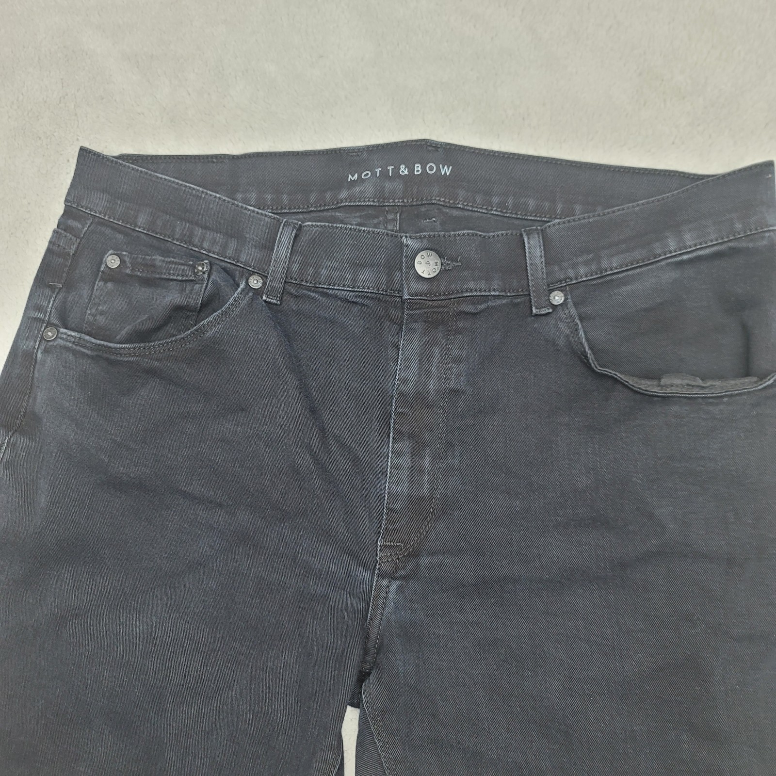 Mott & Bow Jeans Mens Size 38×33 Black Slim Fit Denim Stretch Zipper Fly