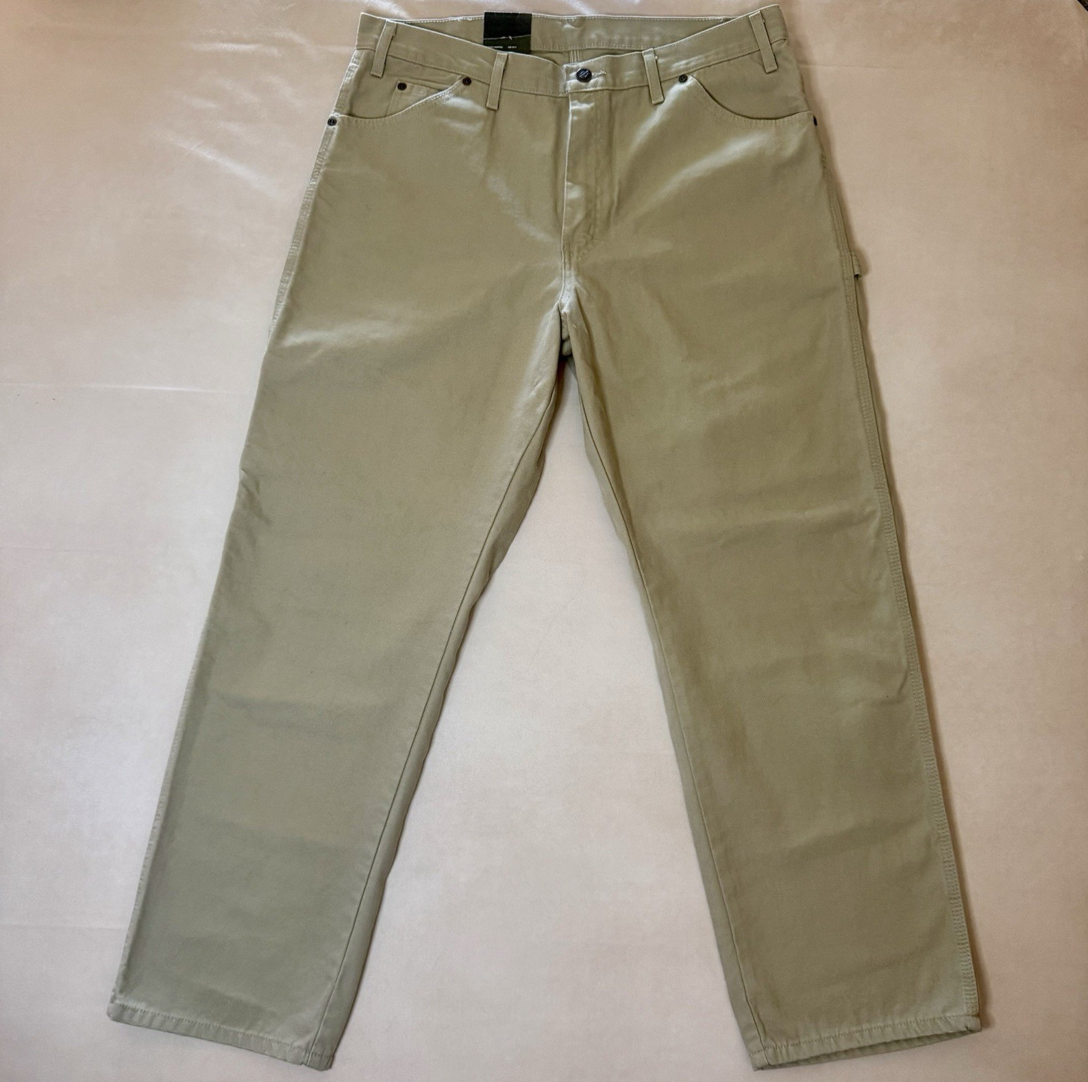 Dickies Carpenter Jeans Relaxed Fit Straight Leg Beige Canvas Cotton 36×30