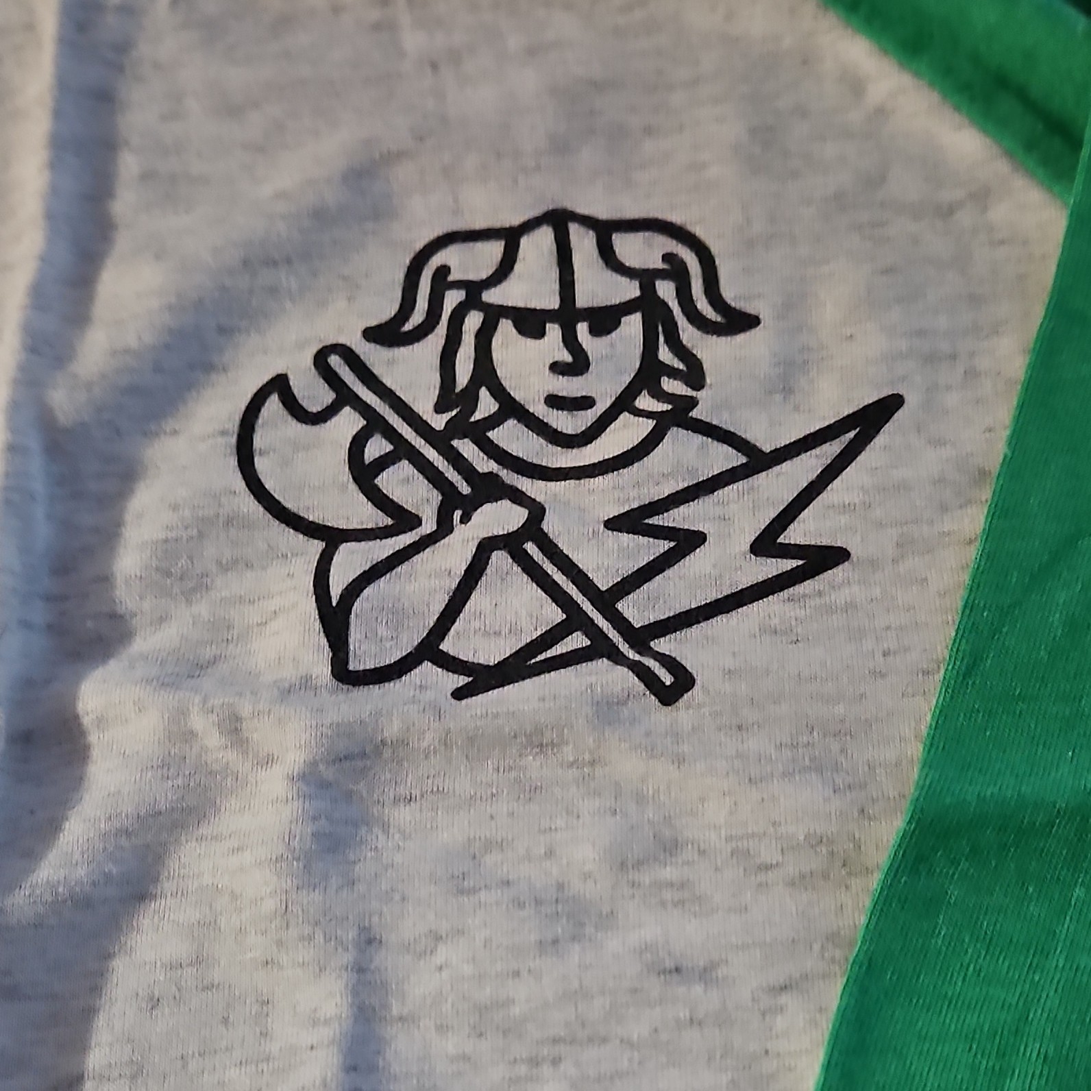 Next Level Apparel Unisex XS Green/Gray Raglan 3/4 Sleeve Graphic Logo Tee