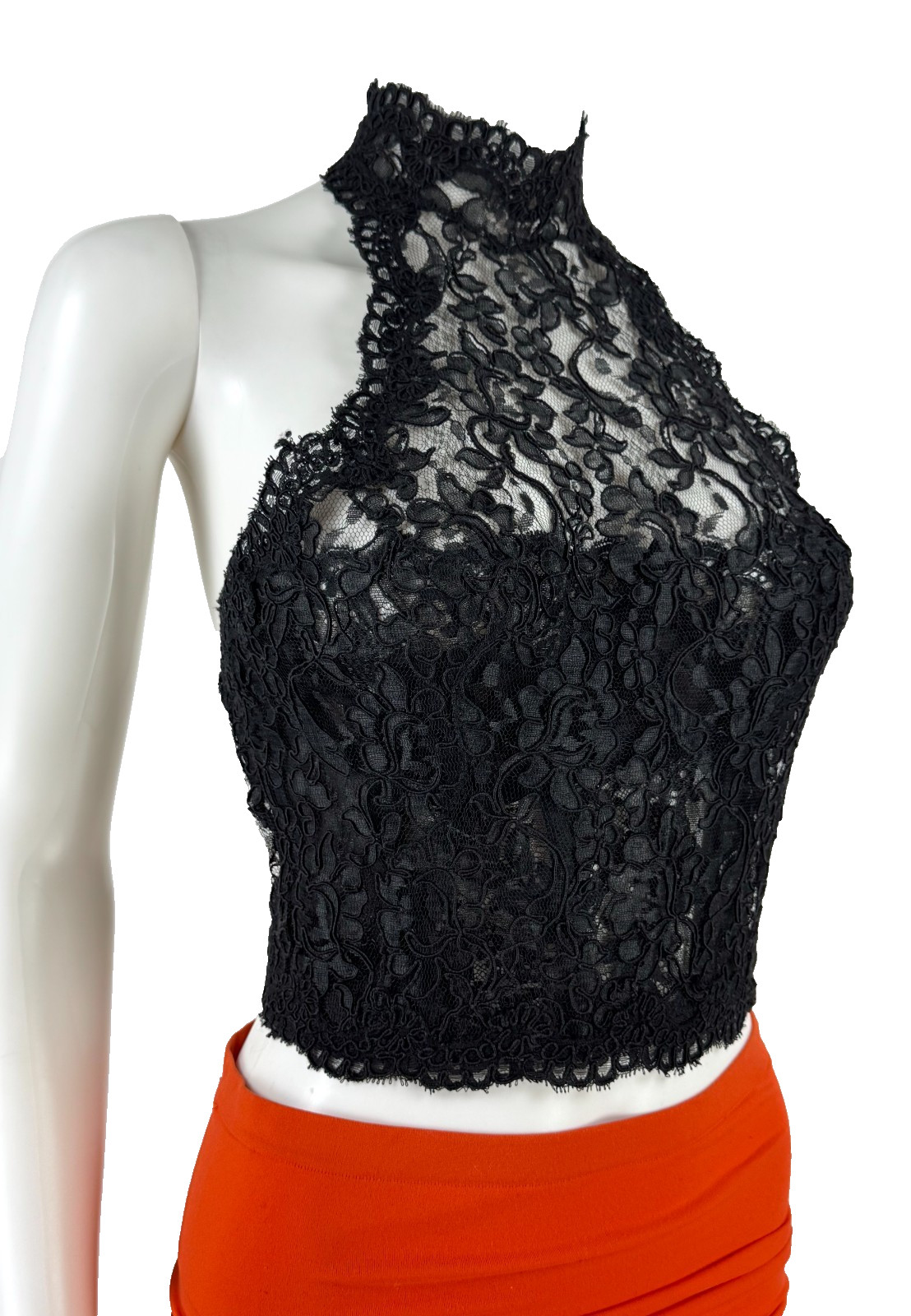 Only Hearts Vintage 36 C US BIack Lace Halter Corset Lingerie Boning Top Auth