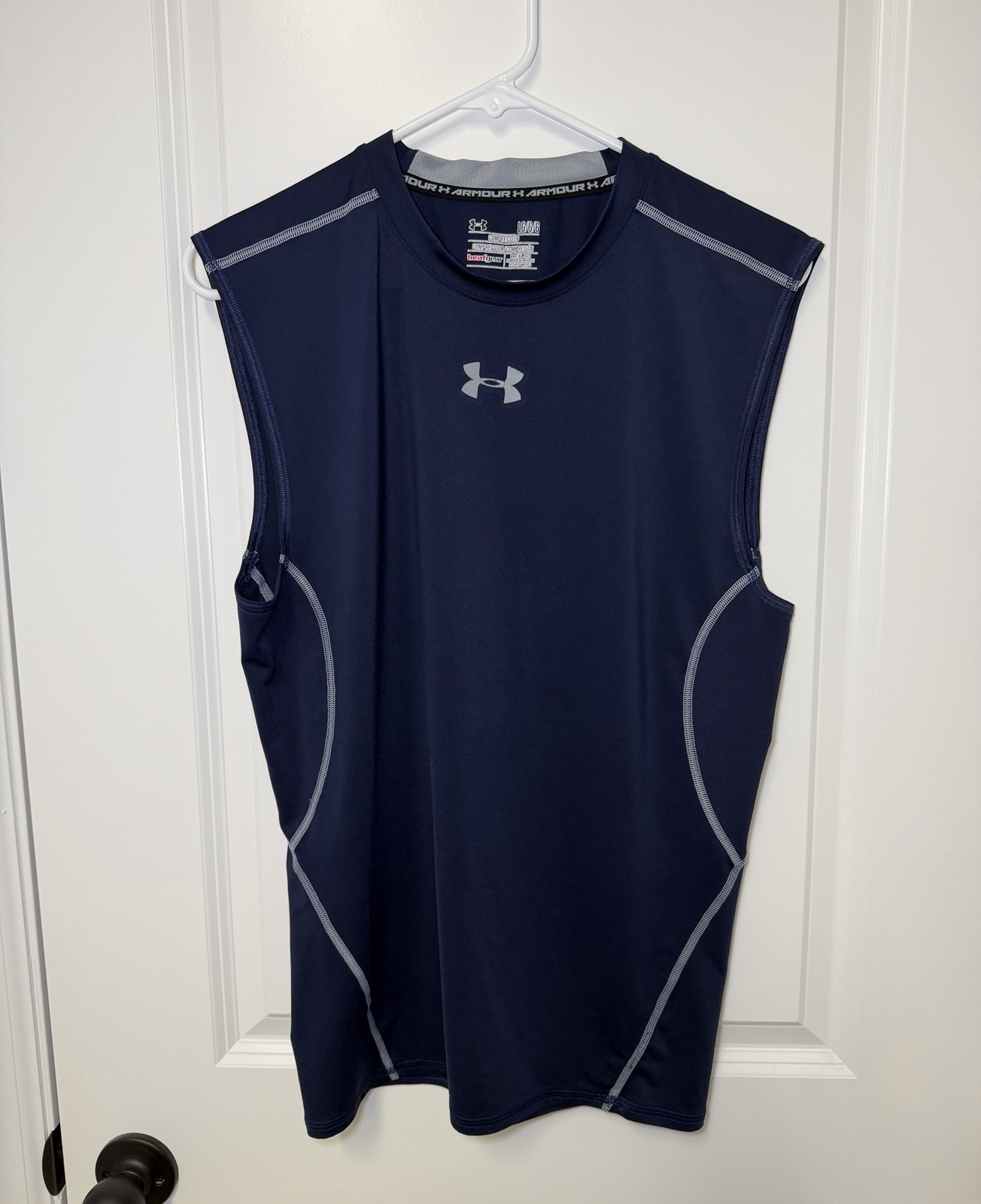 Under Armour Sleeveless Heatgear Compression Shirt Lot 3x Black Gray Blue Large