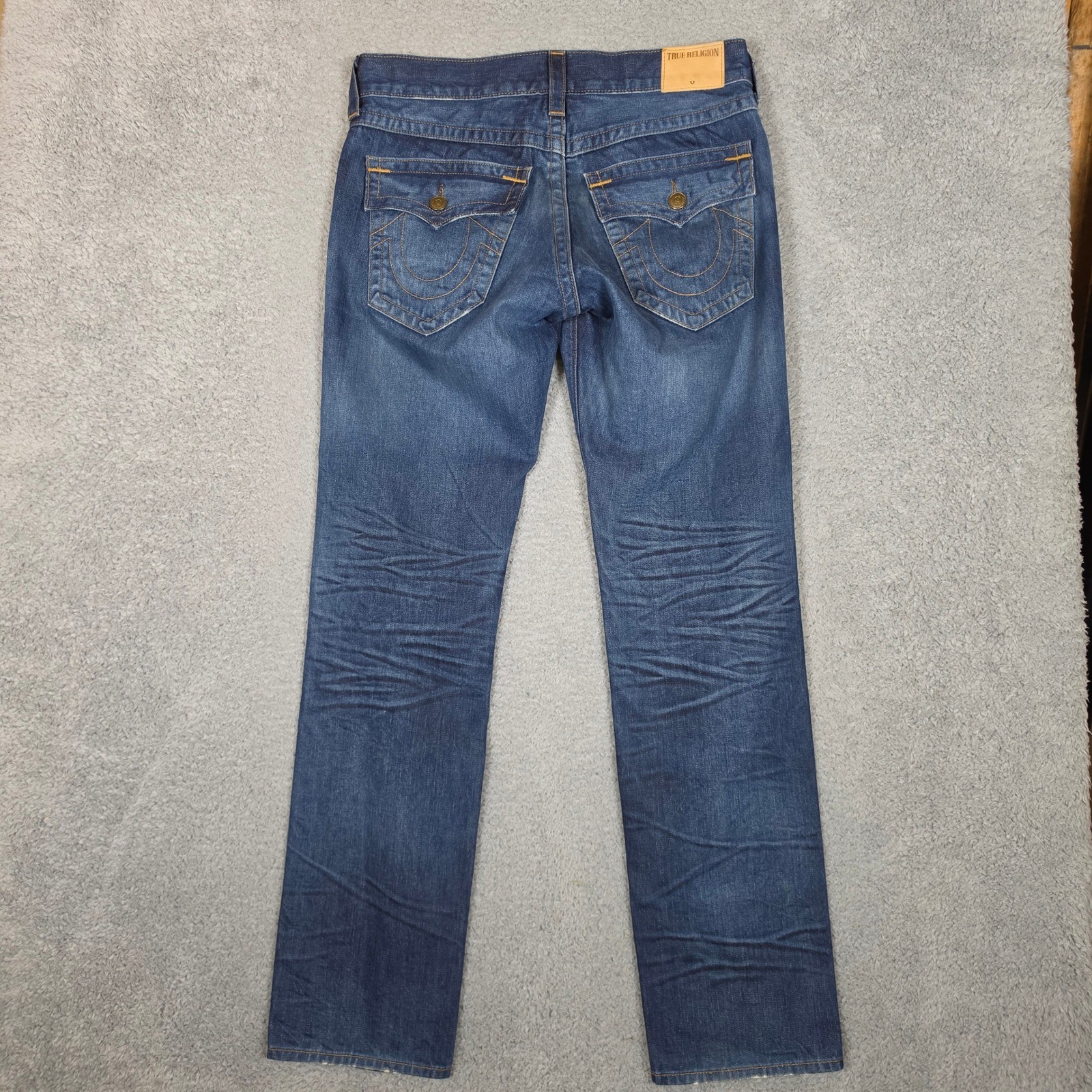 True Religion Geno Relaxed Slim Jeans Mens 32 Blue Excellent Made in USA Denim