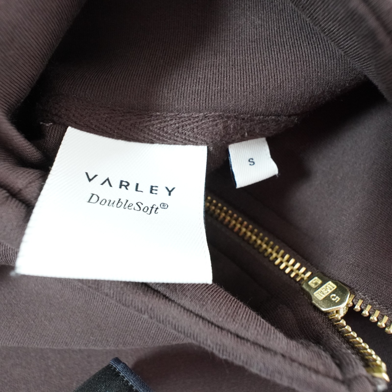 Varley Hawley Half Zip Sweat Womens S Brown Double Soft Shirt Loungewear Travel