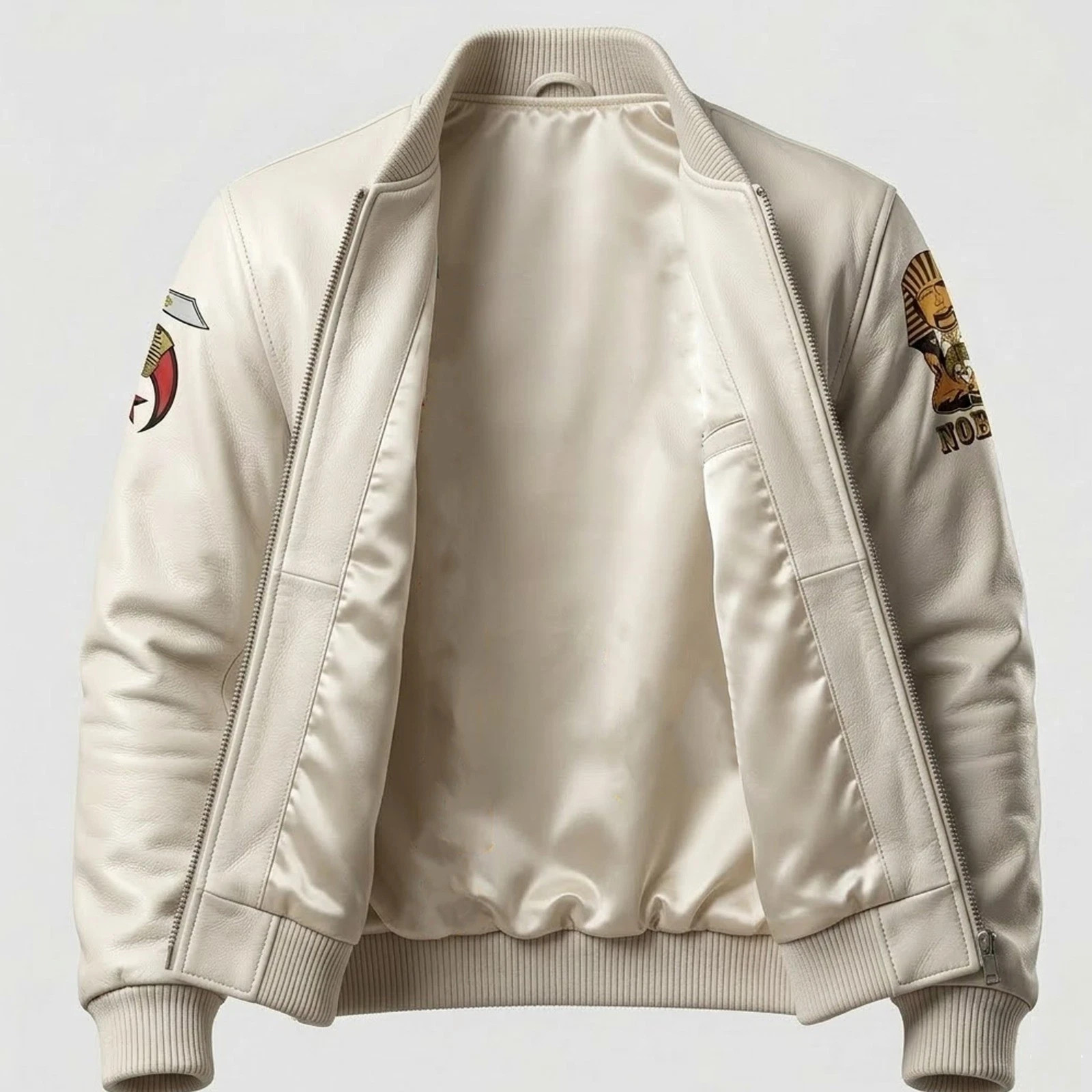 Custom Shrine Temple Leather Bomber Jacket AEAONMS Nobles Pyramid Camel Coat