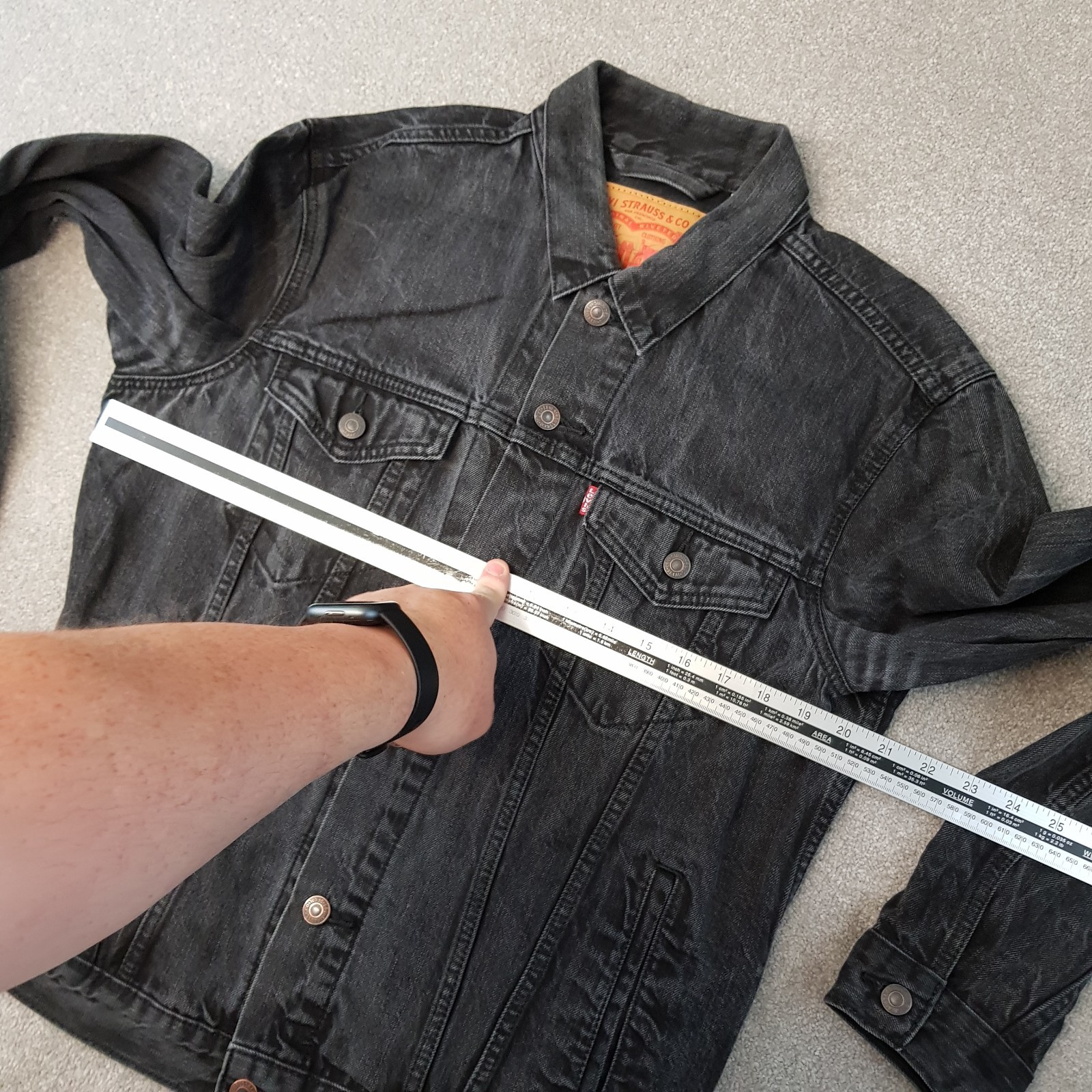 Levis Denim Jacket Medium Black Type 3 Trucker Cafe Racer Moto Biker Button Up