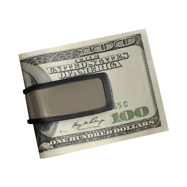 Brushed Stainless Steel Money Clip – Rugged Rubber Grip Slim Front Pocket Wallet