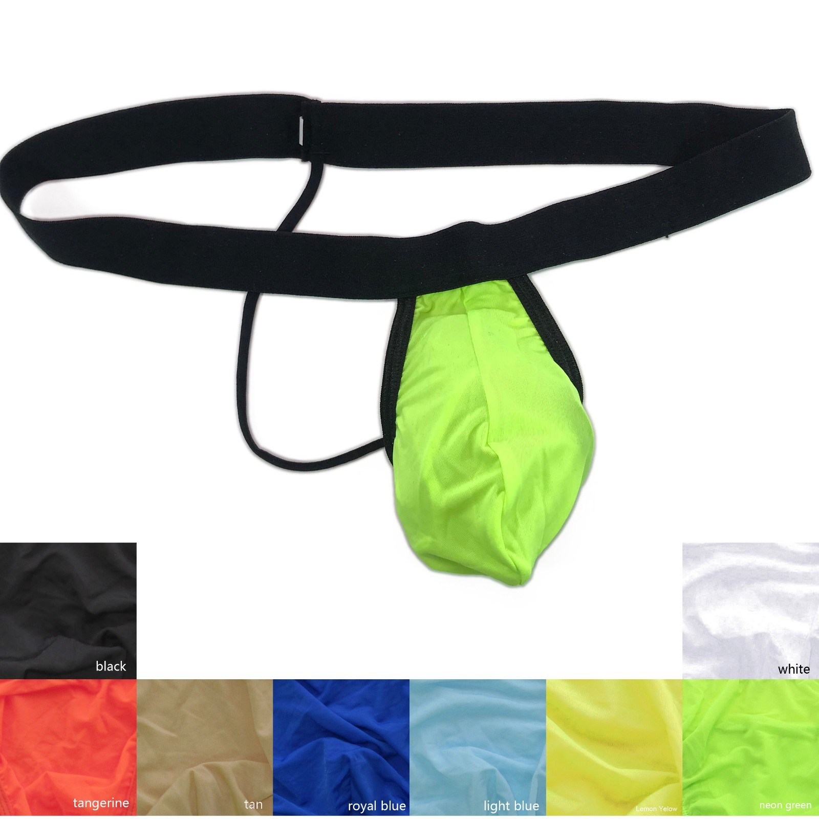 K1952 Mens Sexy Mini String Pouch Thong Soft Silky Thin Jersey Semi C-thru