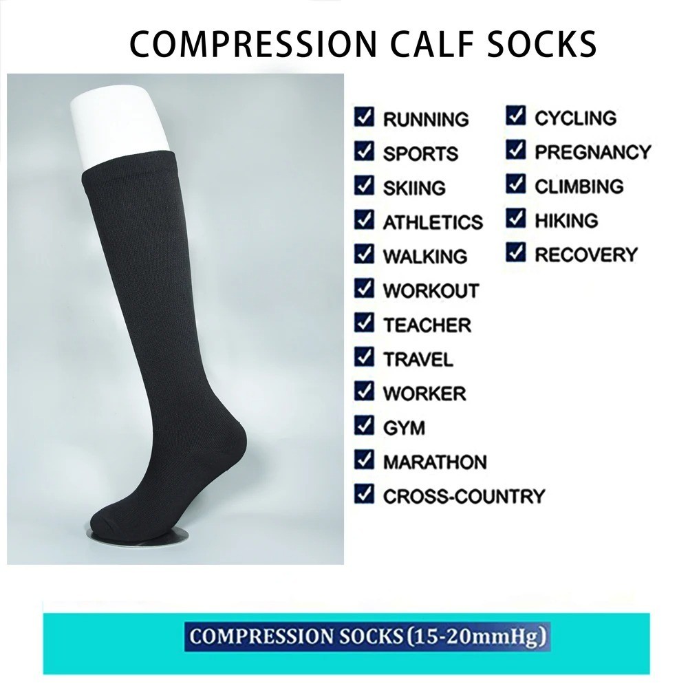 2 Pairs Compression Socks Men Women Varicose Veins Running Travel Sports
