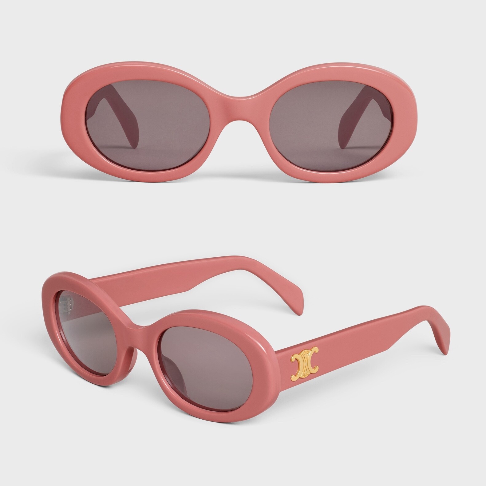 CELINE Triomphe 01 Oval Acetate Sunglasses in Powder Rose CL40194U