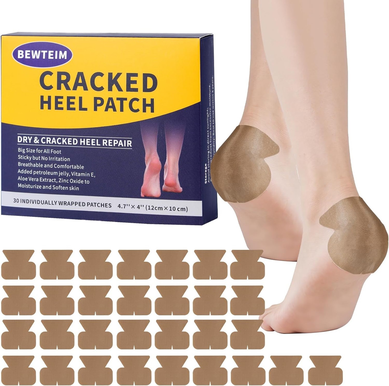 Plus Size Adhesive Heel Bandages 4.7 Inch Cracked Heel Patches Dry Heel Repair