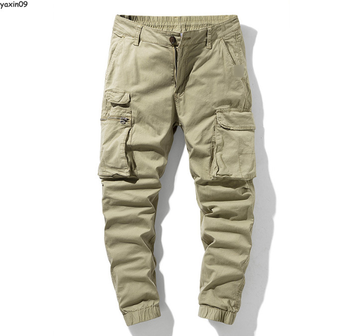 Mens Cargo Jogger Pants Slim Fit Pockets Cotton Pants Long tapered Trousers Gift