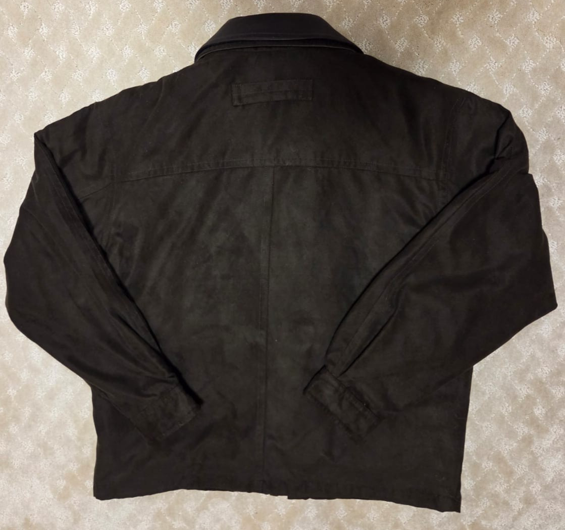 Tasso Elba Jacket Mens Medium Dark Brown Faux Suede Genuine Leather Collar NWT