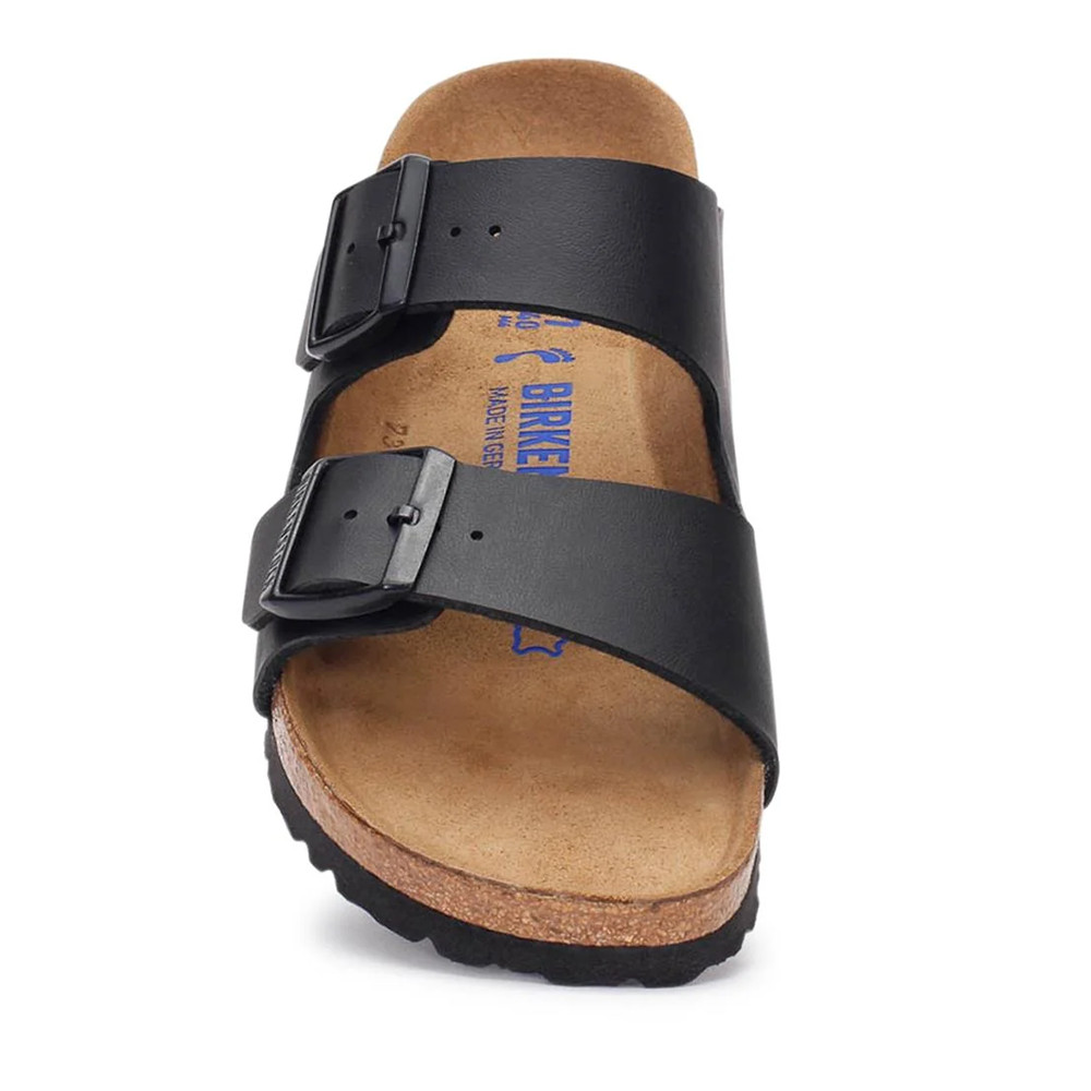 Birkenstock Arizona Black Soft Footbed Birko-Flor Leather Sandal Unisex Shoes