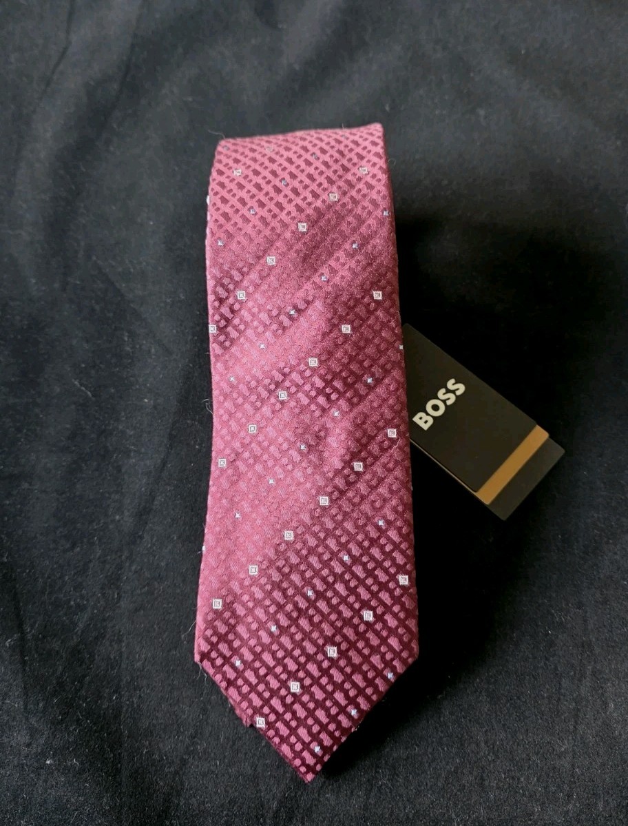 HUGO BOSS BLACK LABEL SILK TIE MADE IN ITALY WINEBERRY /PINK#50520522-NWT