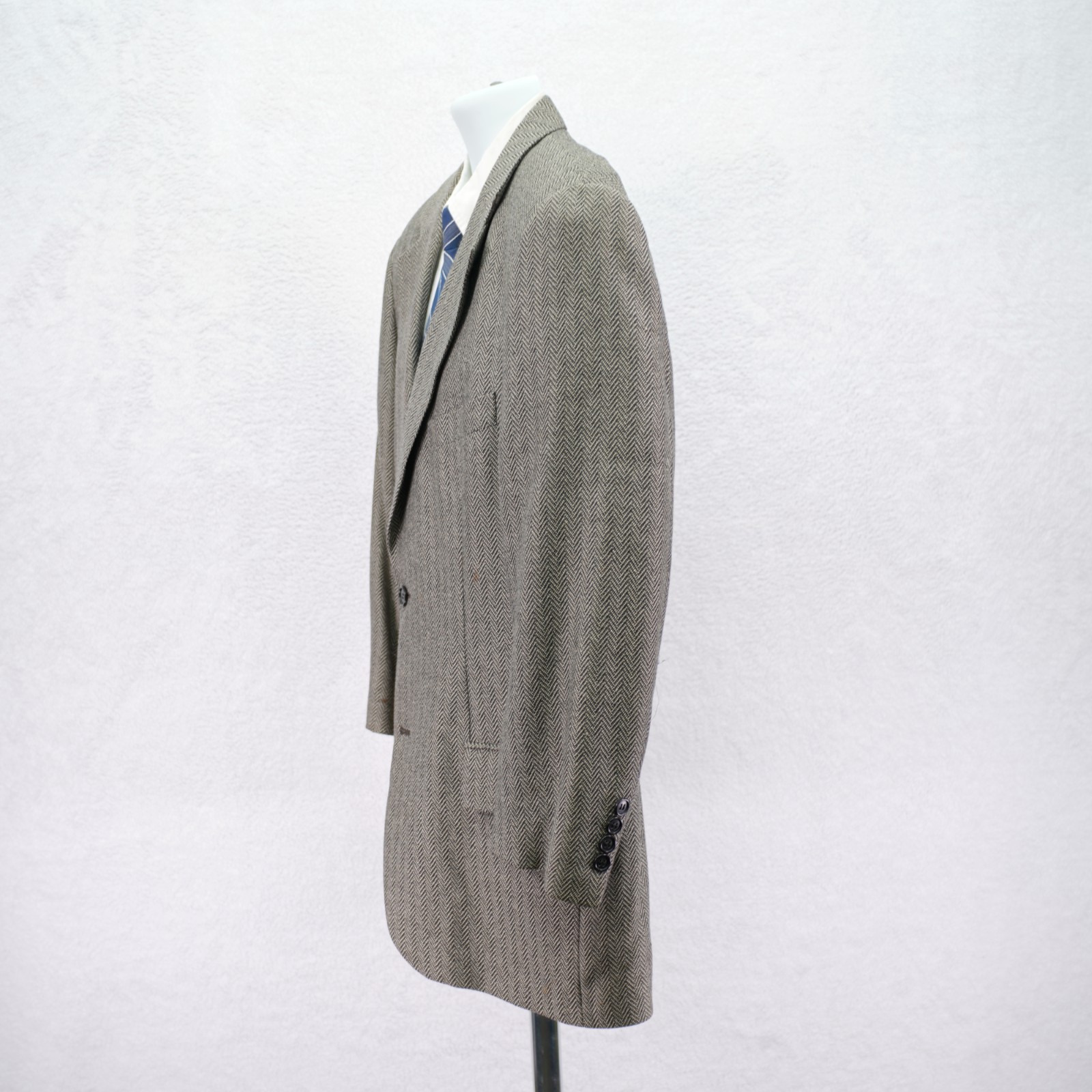 Paul Fredrick Textured Tweed Wool Silk Nylon Sport Coat Brown Herringbone 42R