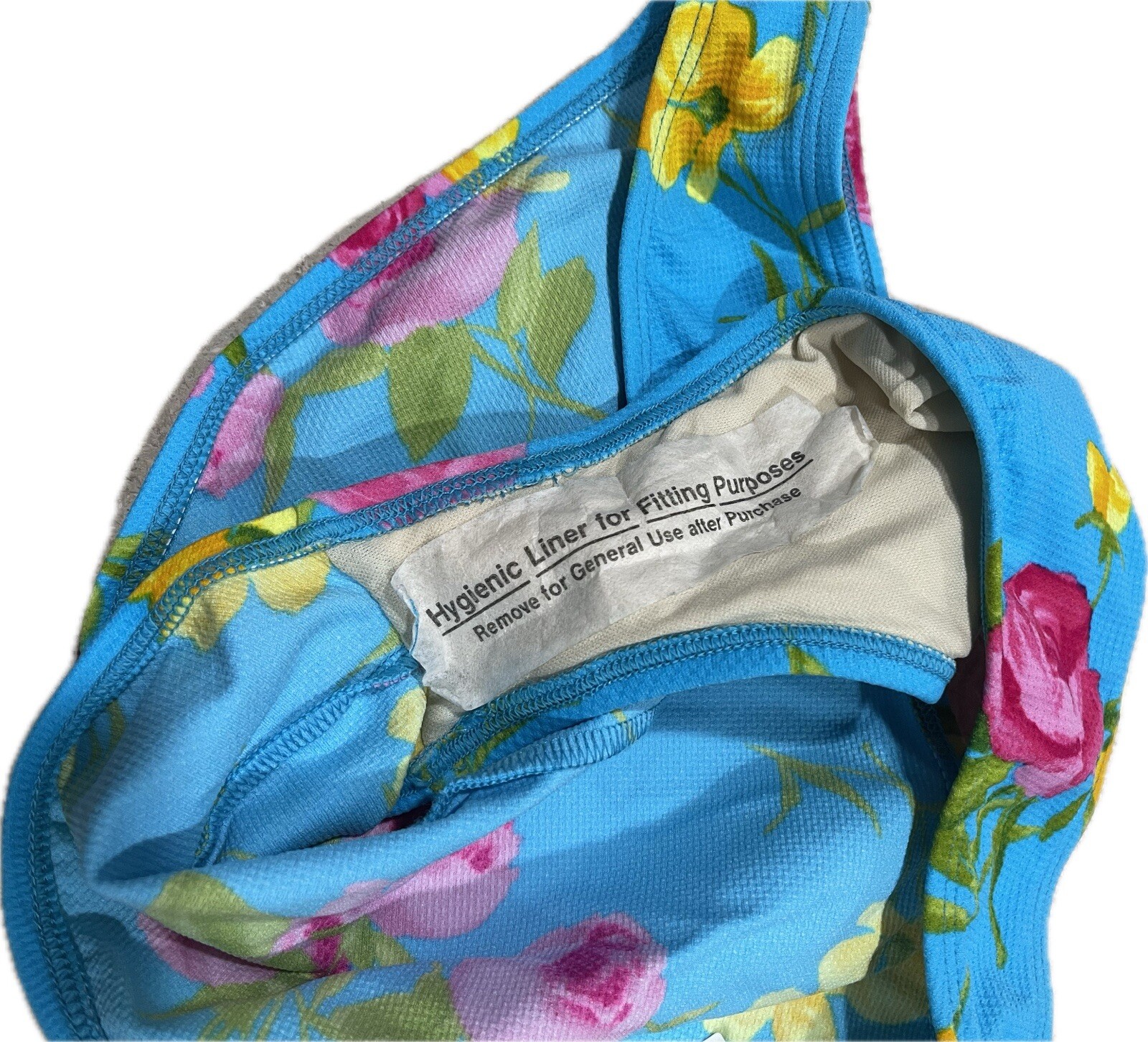 Sessa Neon Blue Floral Padded Bikini High Cut Waist Bikini Swimsuit Size 14 NWT