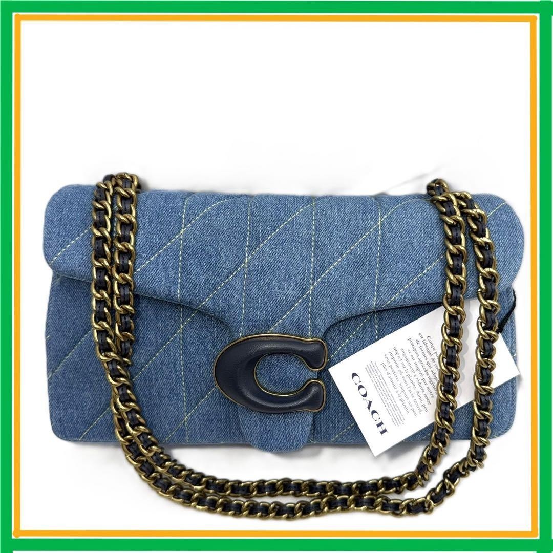 COACH Derby 26cm Denim Quilted Chain Shoulder