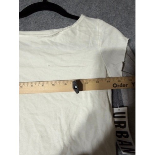 BDG Urban Outfitters White Grey Layered Long Sleeve Tee XS Y2K AestheticNew