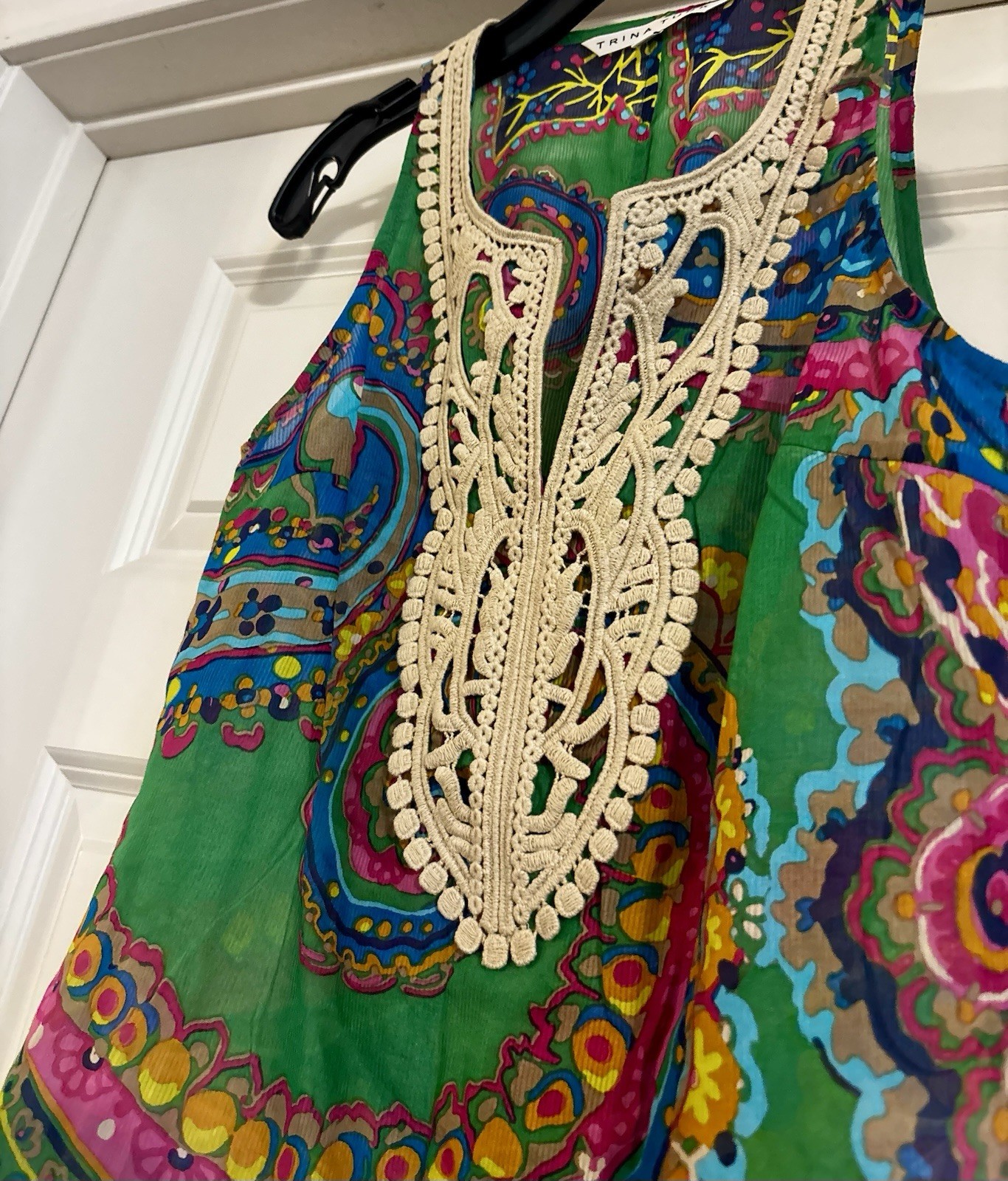 Trina Turk Silk Cotton Boho Old Money Quiet Luxury Resortcore Mob Wife Size 0