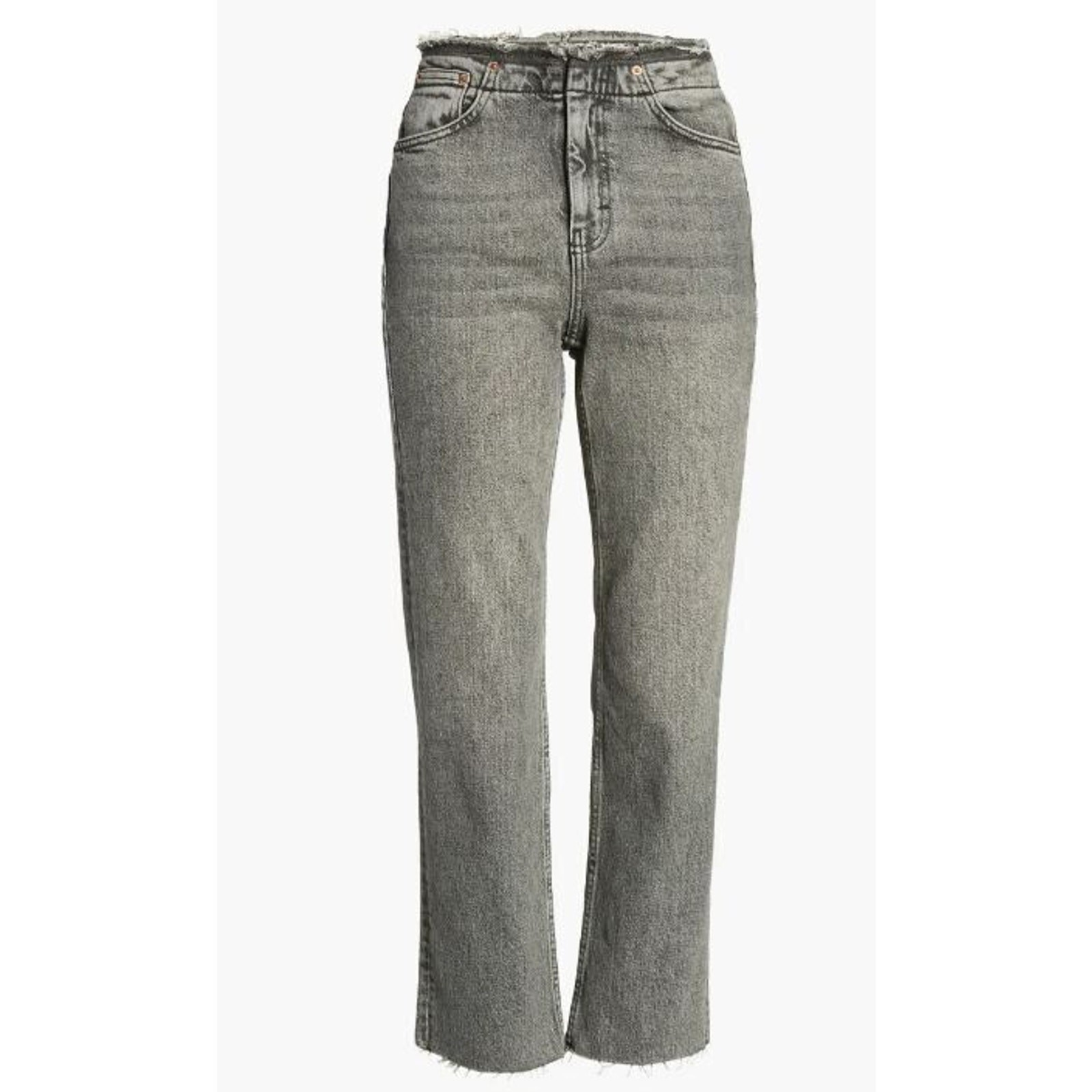 Topshop Women’s Raw Waist Straight Leg Jeans in Black Wash 28W X 32L MSRP $80