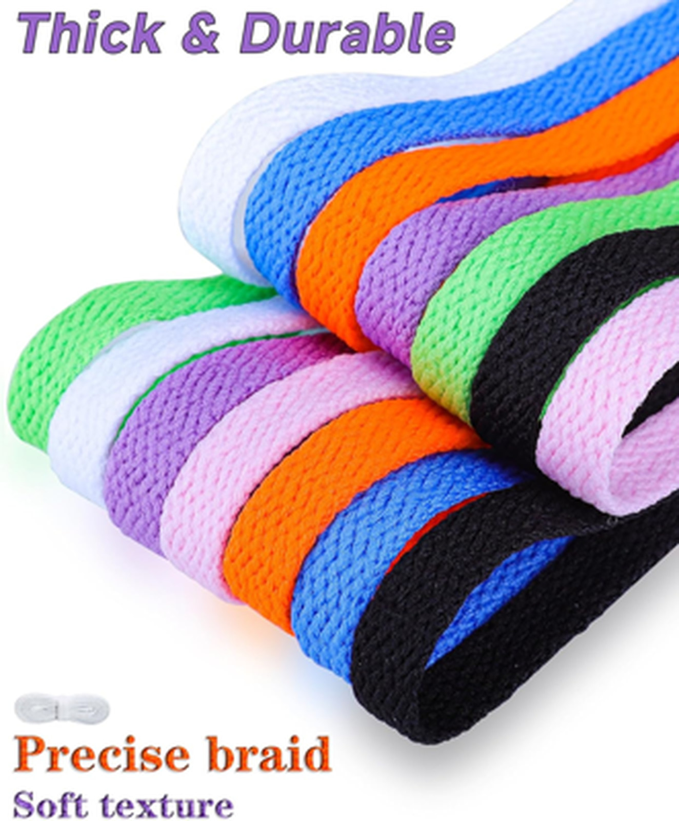 Shoe Laces for Sneakers Flat Polyester 54 Inch White 4 Pairs Athletic Casual