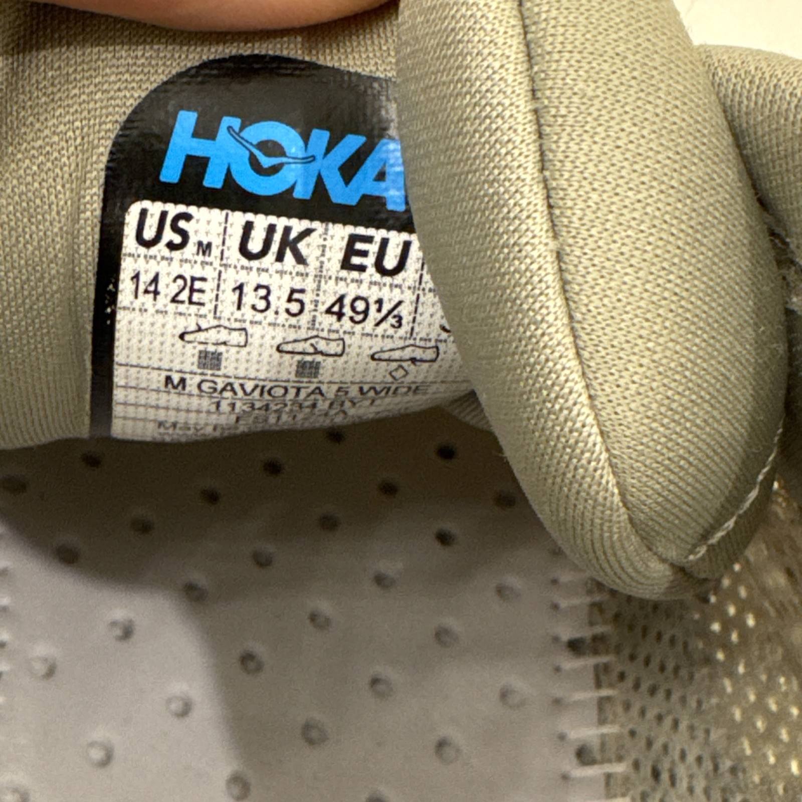 Hoka Gaviota 5 Barley Oat Milk Men Size 14 2E Wide Shoes 1134234-BYT No Insoles