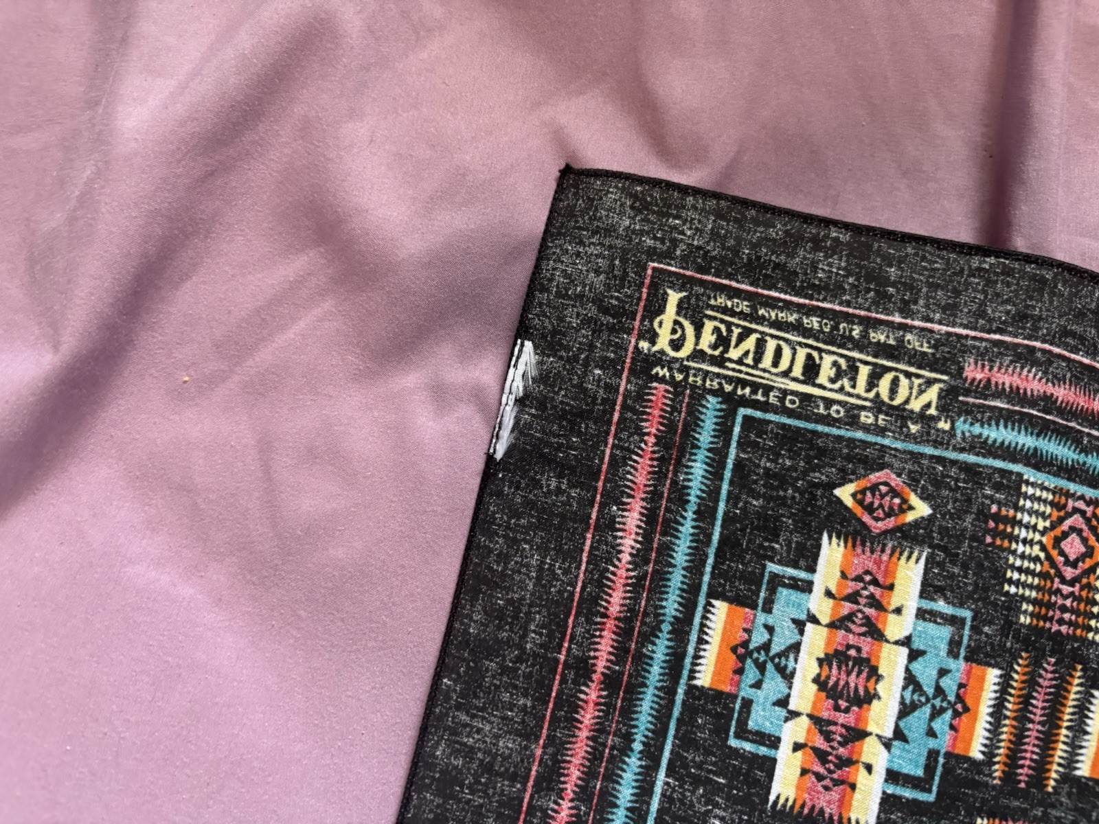 Vintage Pendleton Bandana Black Aztec Tribal Southwestern 80s 90s Square 21×21