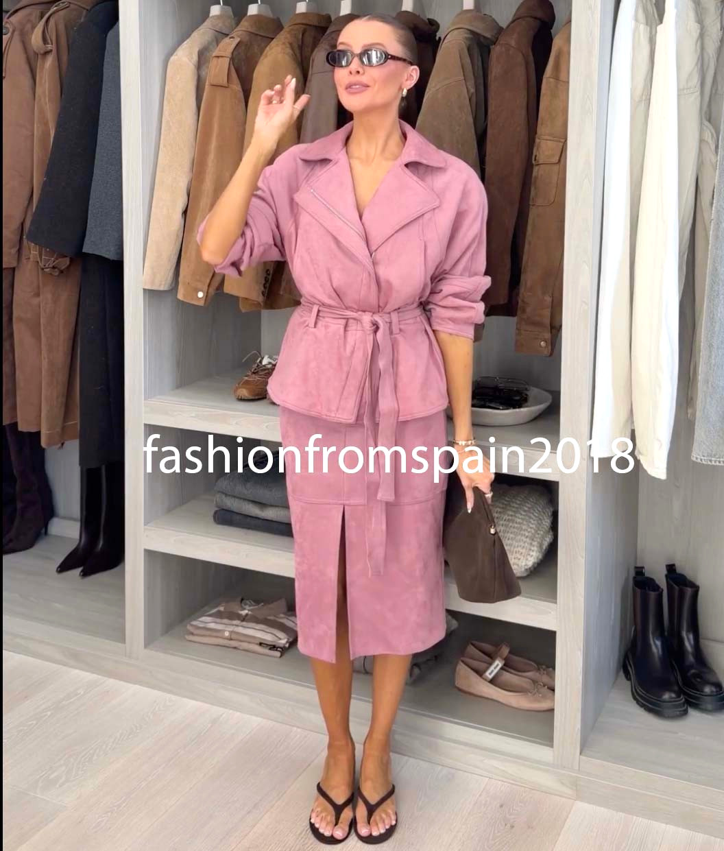 ZARA NEW WOMAN FAUX SUEDE BELTED JACKET PINK LILAC XS-XXL 8372/131/629