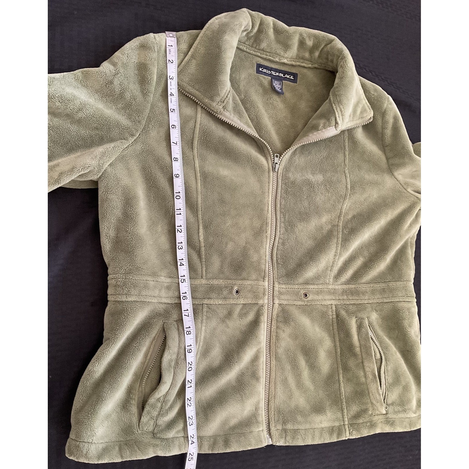 Kristen Blake Jacket Womens XL Sage Green Fleece Full Zip Soft Cozy Pockets Warm