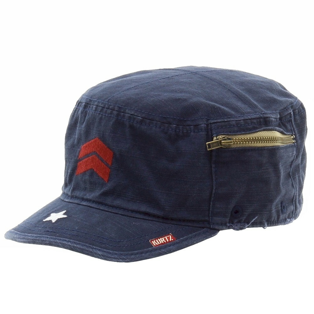 Kurtz Men’s Fritz Airborne Navy Cotton Military Cap Hat