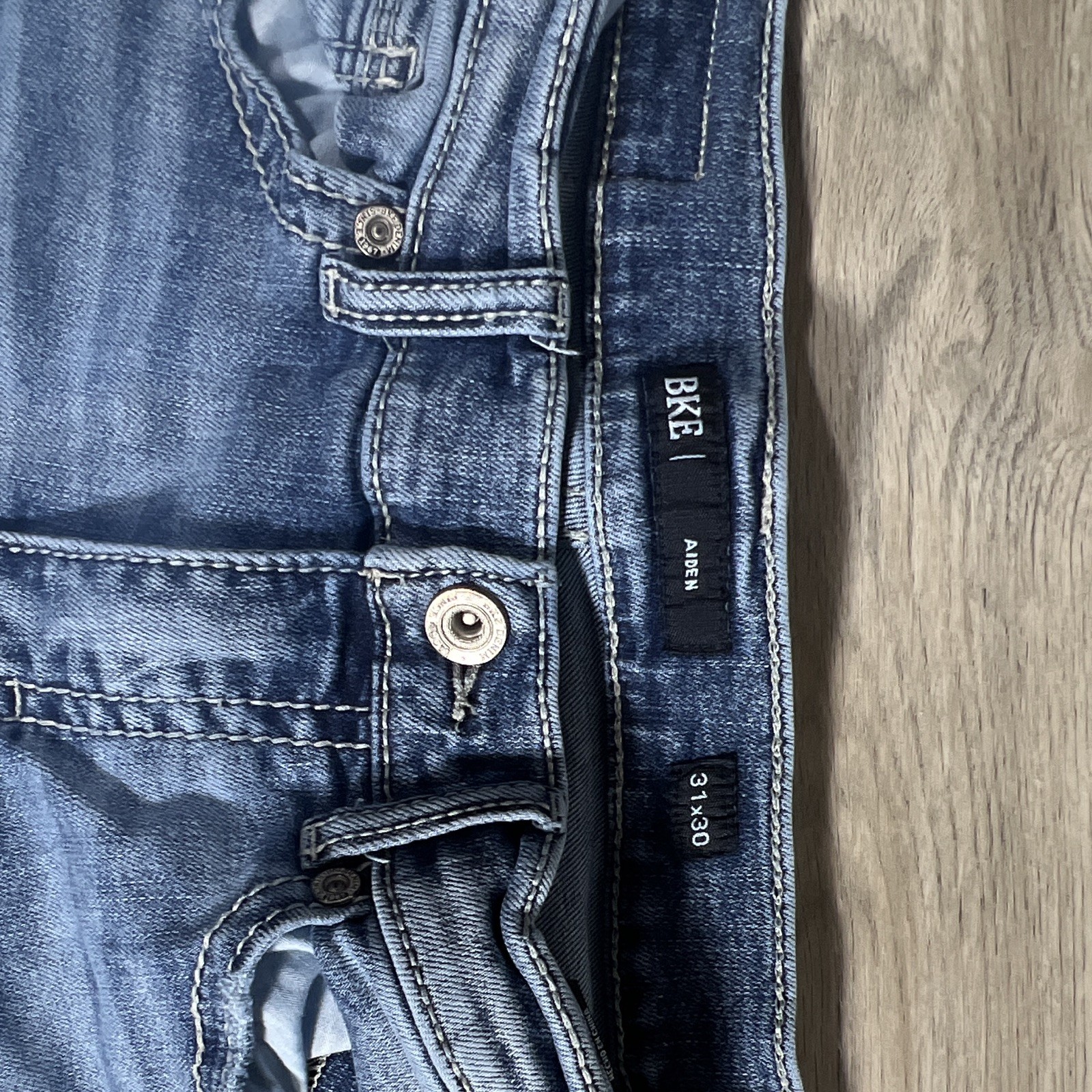 BKE Men’s Blue Bootcut Slim Mid Rise Medium Wash Denim Jeans Zip Button